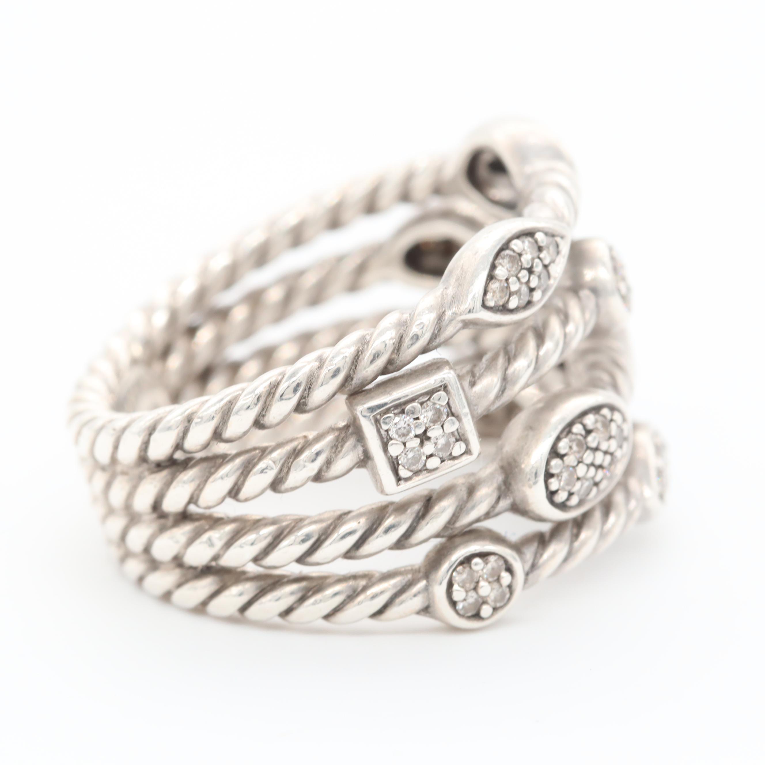 David Yurman "Confetti" Sterling Silver Diamond Ring