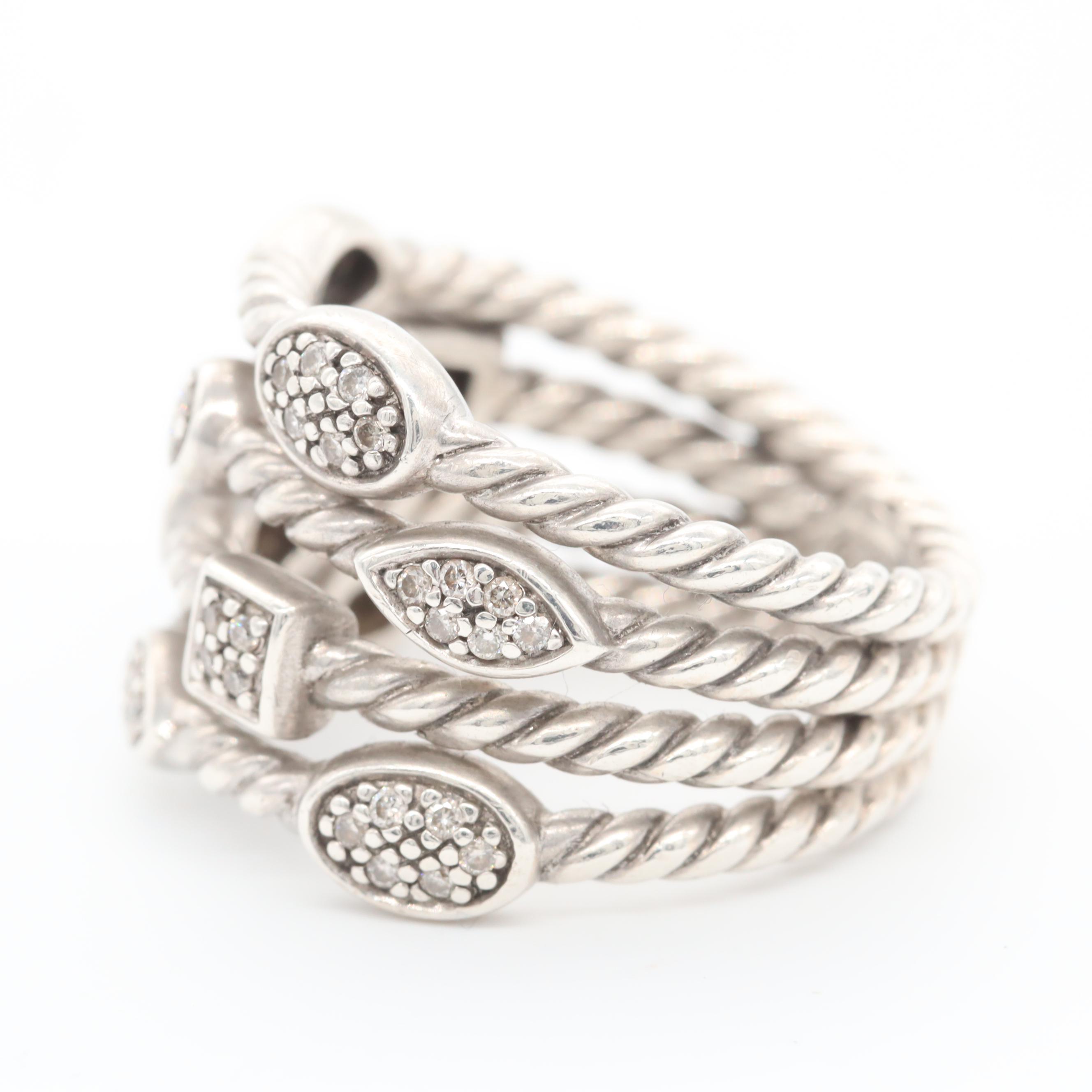 David Yurman "Confetti" Sterling Silver Diamond Ring