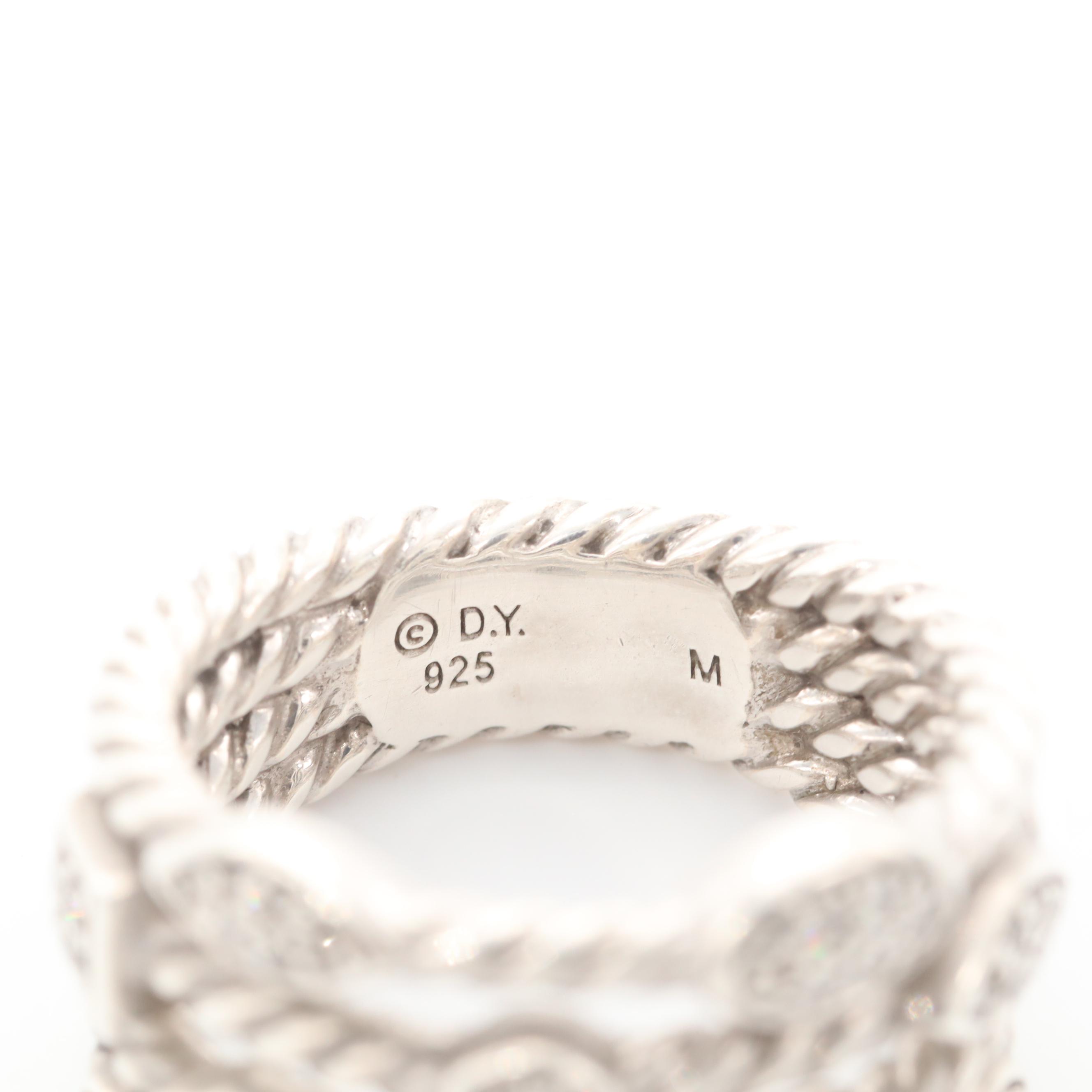 David Yurman "Confetti" Sterling Silver Diamond Ring