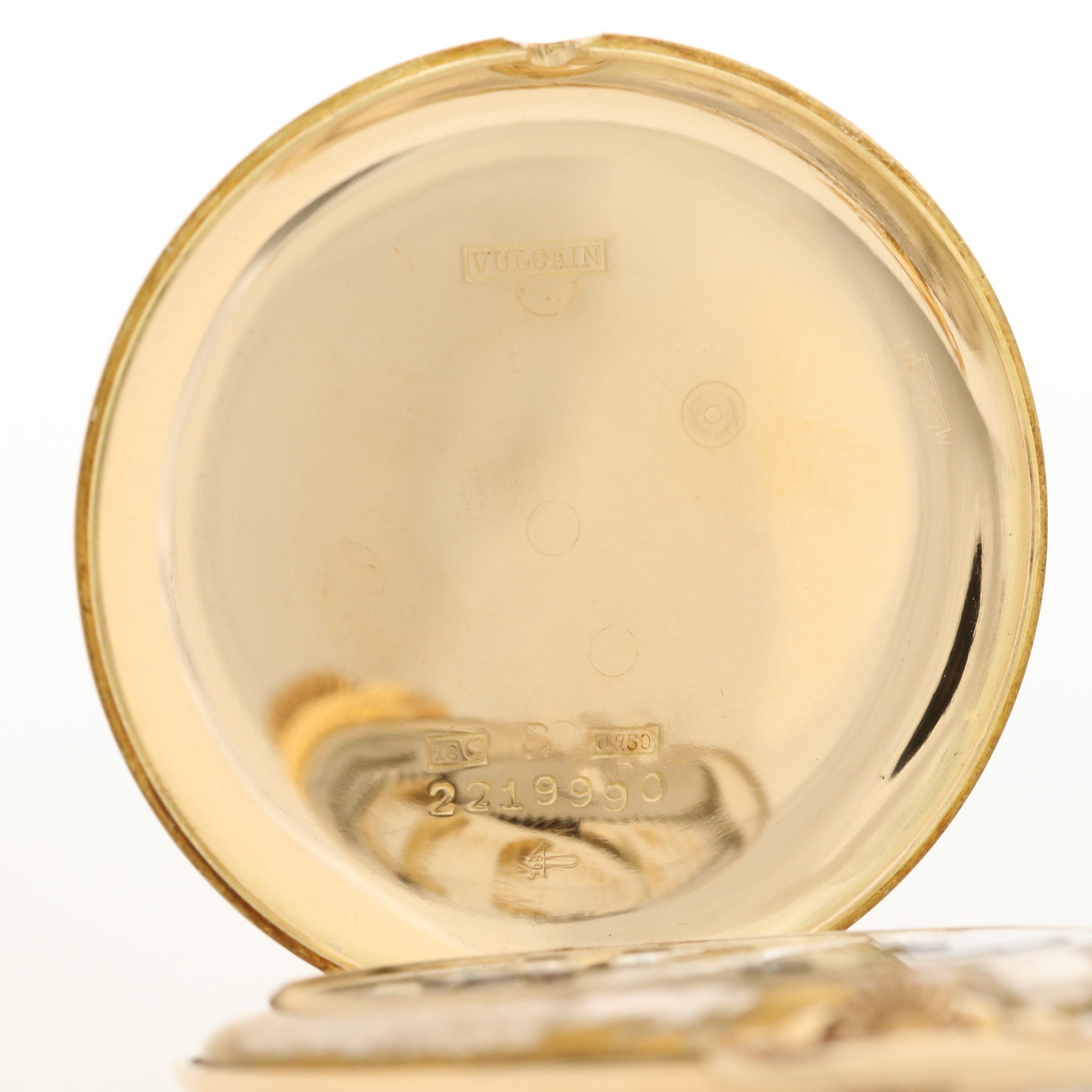 Vintage Vulcain Chronometer 18K Gold Open Face Pocket Watch