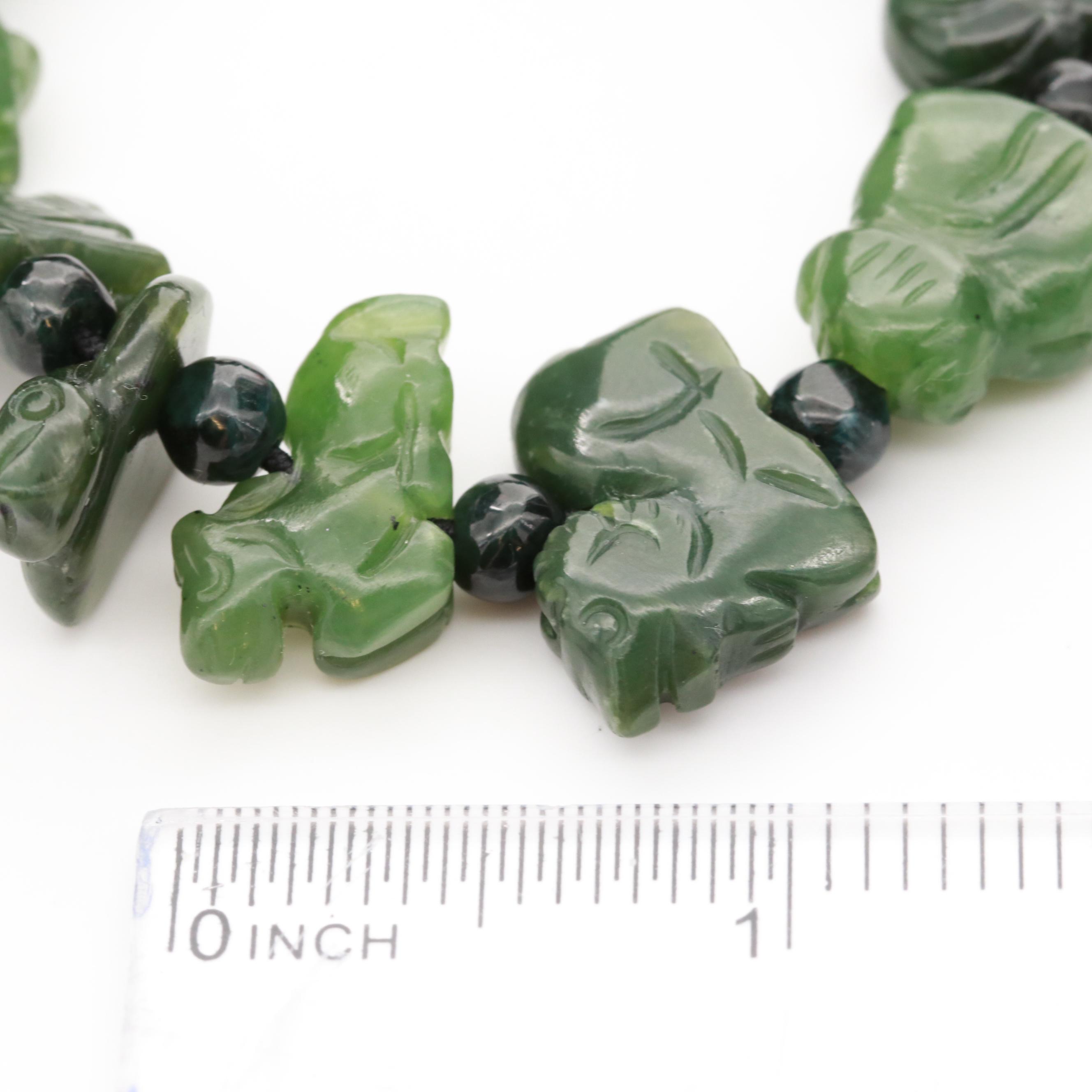 Chinese Nephrite Jade Zodiac Bracelet with Mason-Kay Report