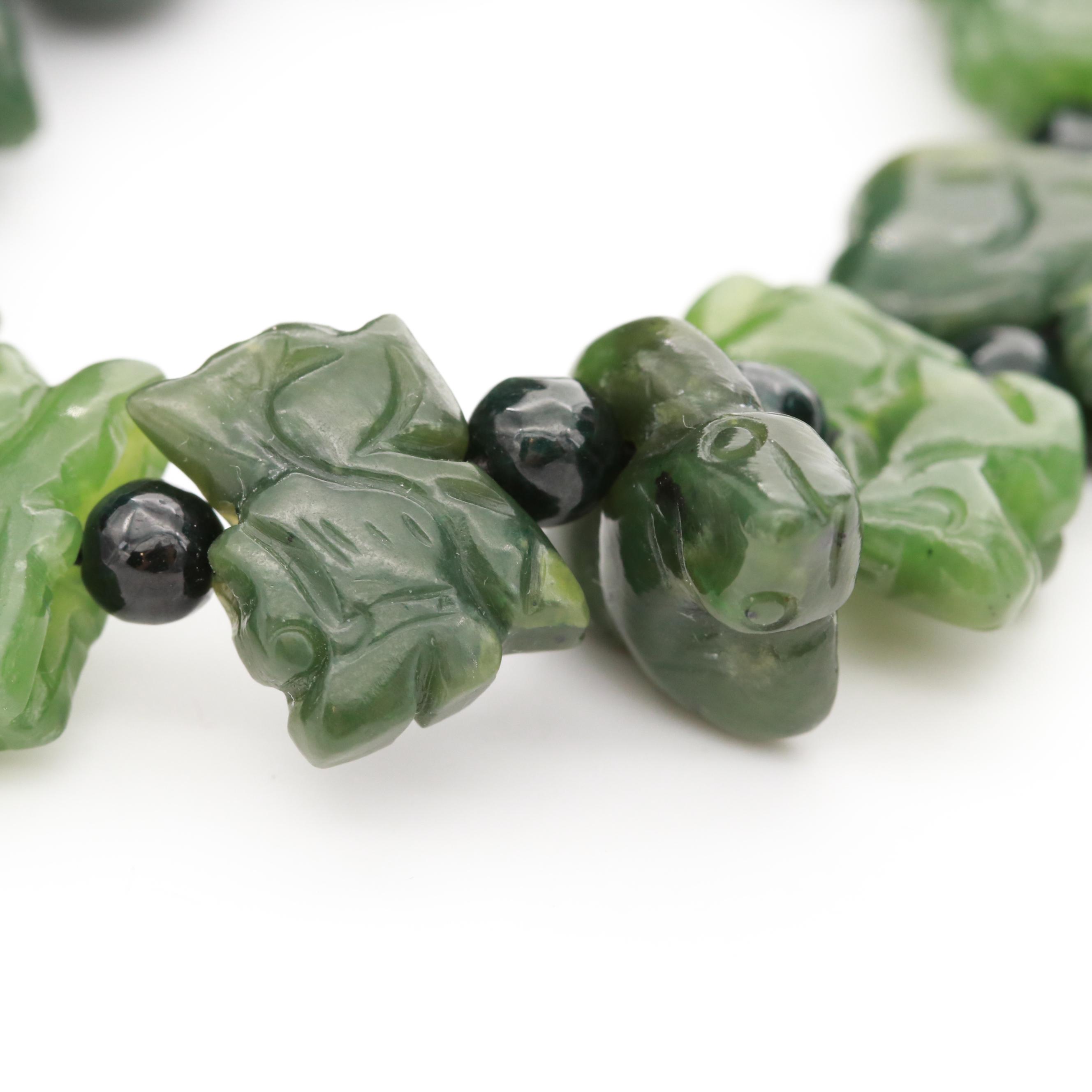 Chinese Nephrite Jade Zodiac Bracelet with Mason-Kay Report