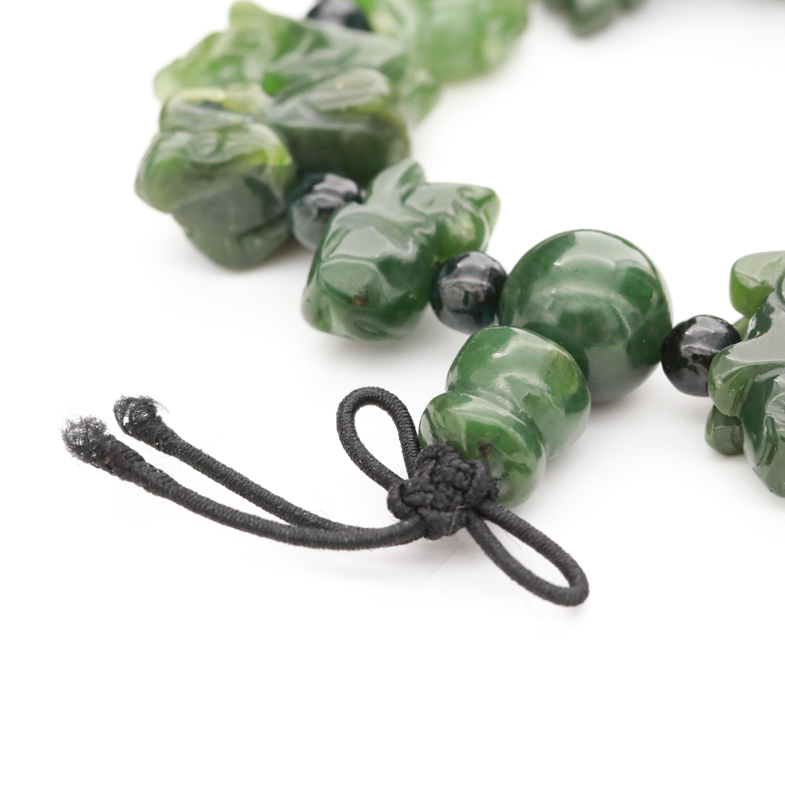 Chinese Nephrite Jade Zodiac Bracelet with Mason-Kay Report