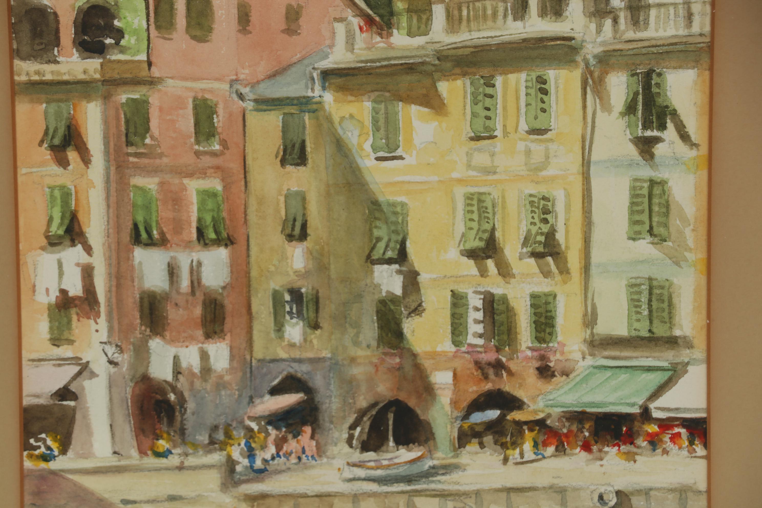 Guido Gagliardi Watercolor Painting of Portofino, 1964
