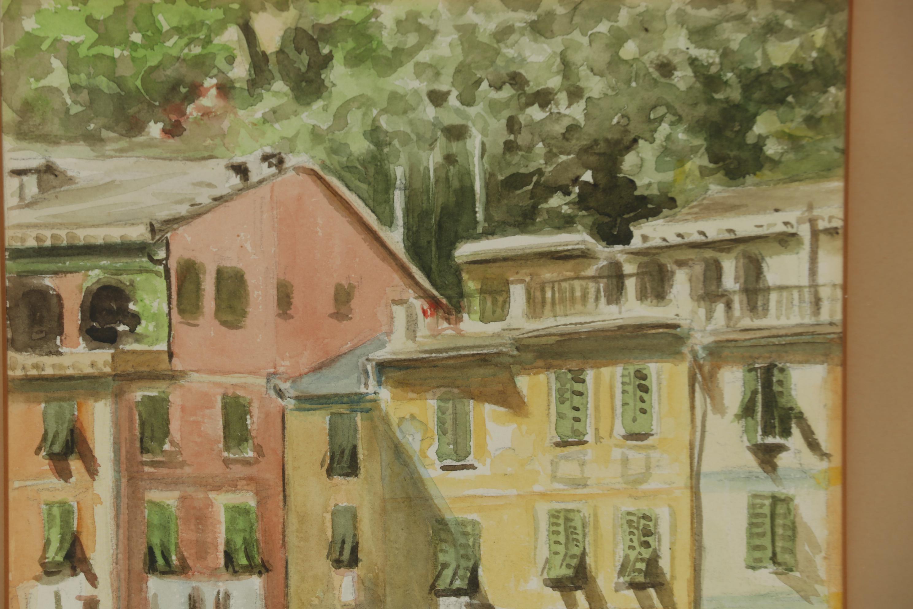 Guido Gagliardi Watercolor Painting of Portofino, 1964