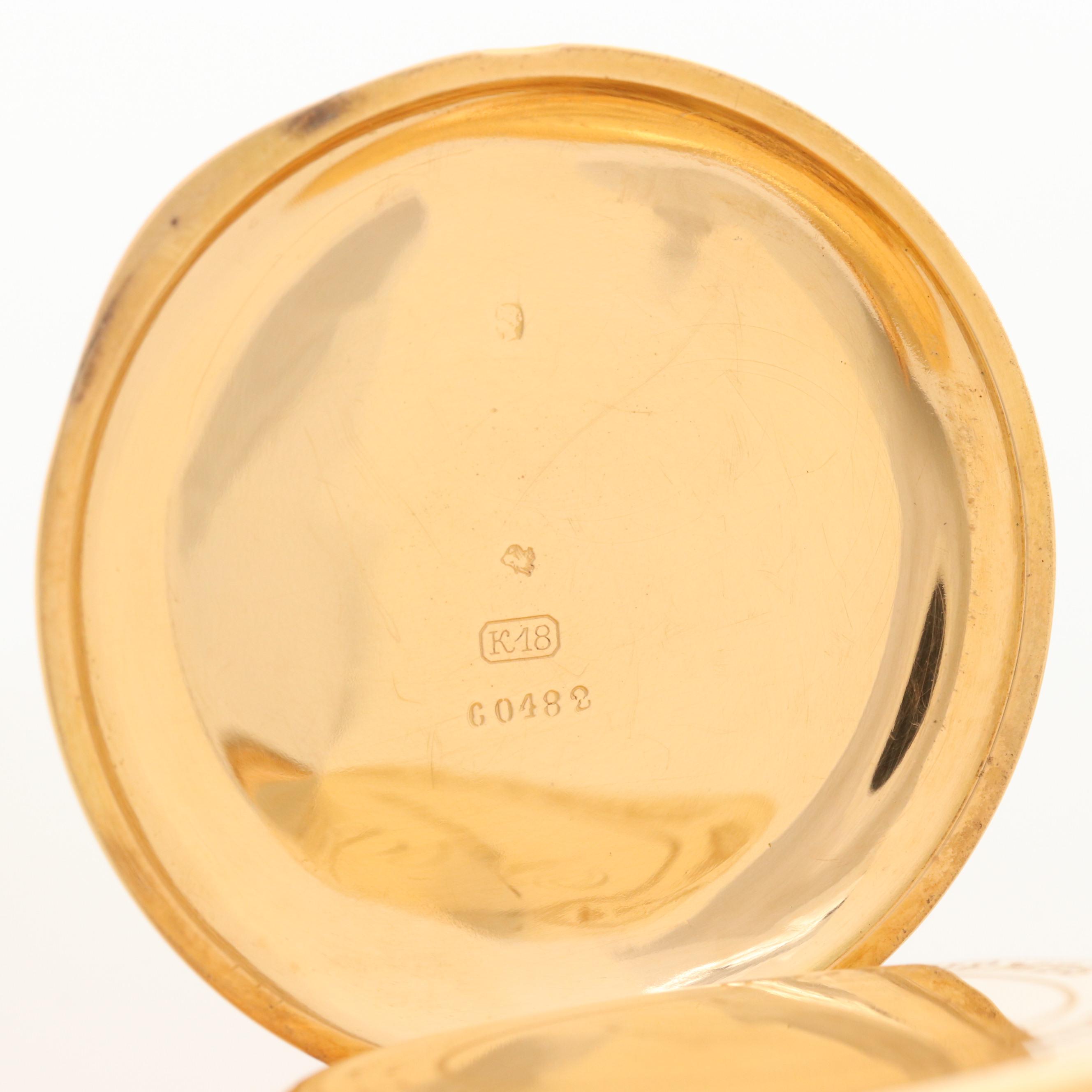 Antique Degroux Lille Moon Phase Calendar 18K Gold Open Face Pocket Watch