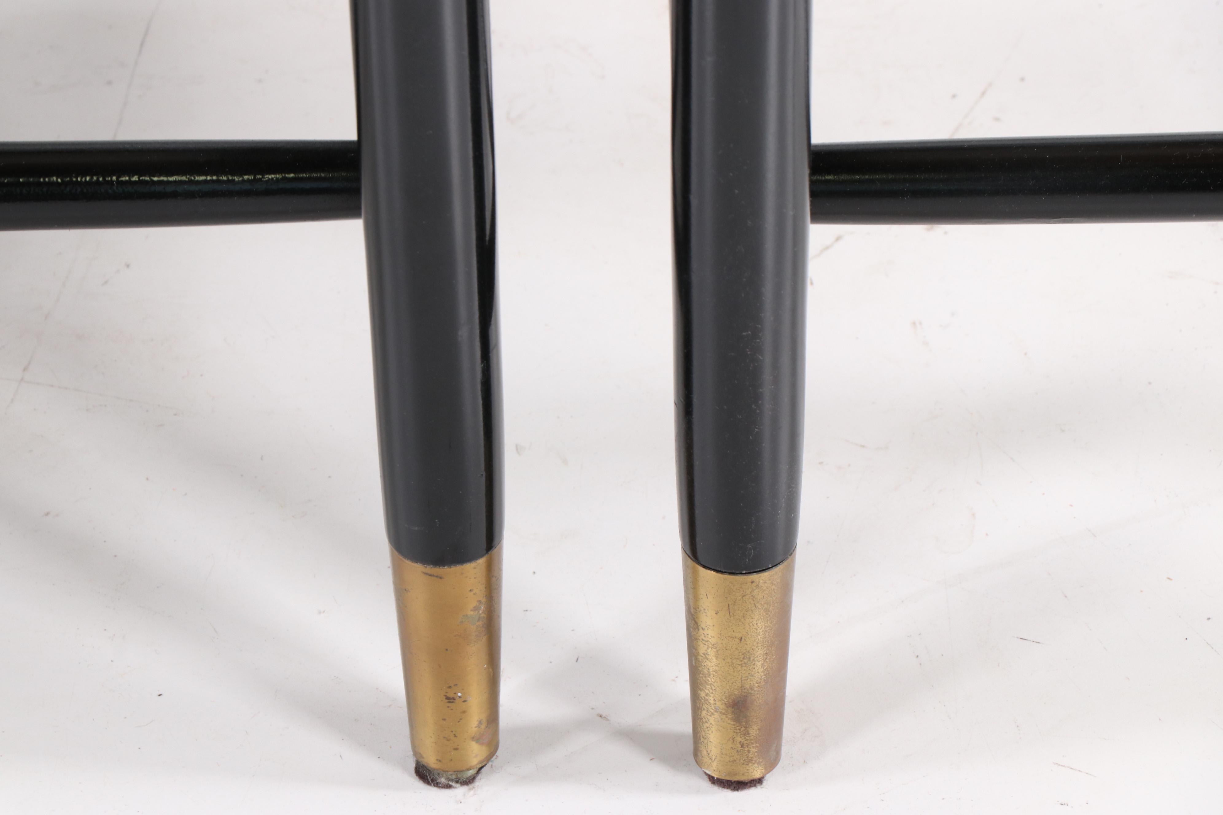 Henredon Chinese Style Black Lacquer Roundback Cane Seat Dining Chairs