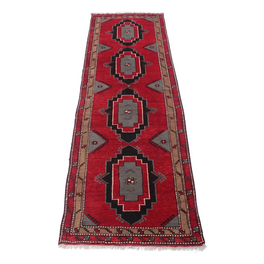 3'11 x 12'6 Hand-Knotted Turkish Caucasian Rug