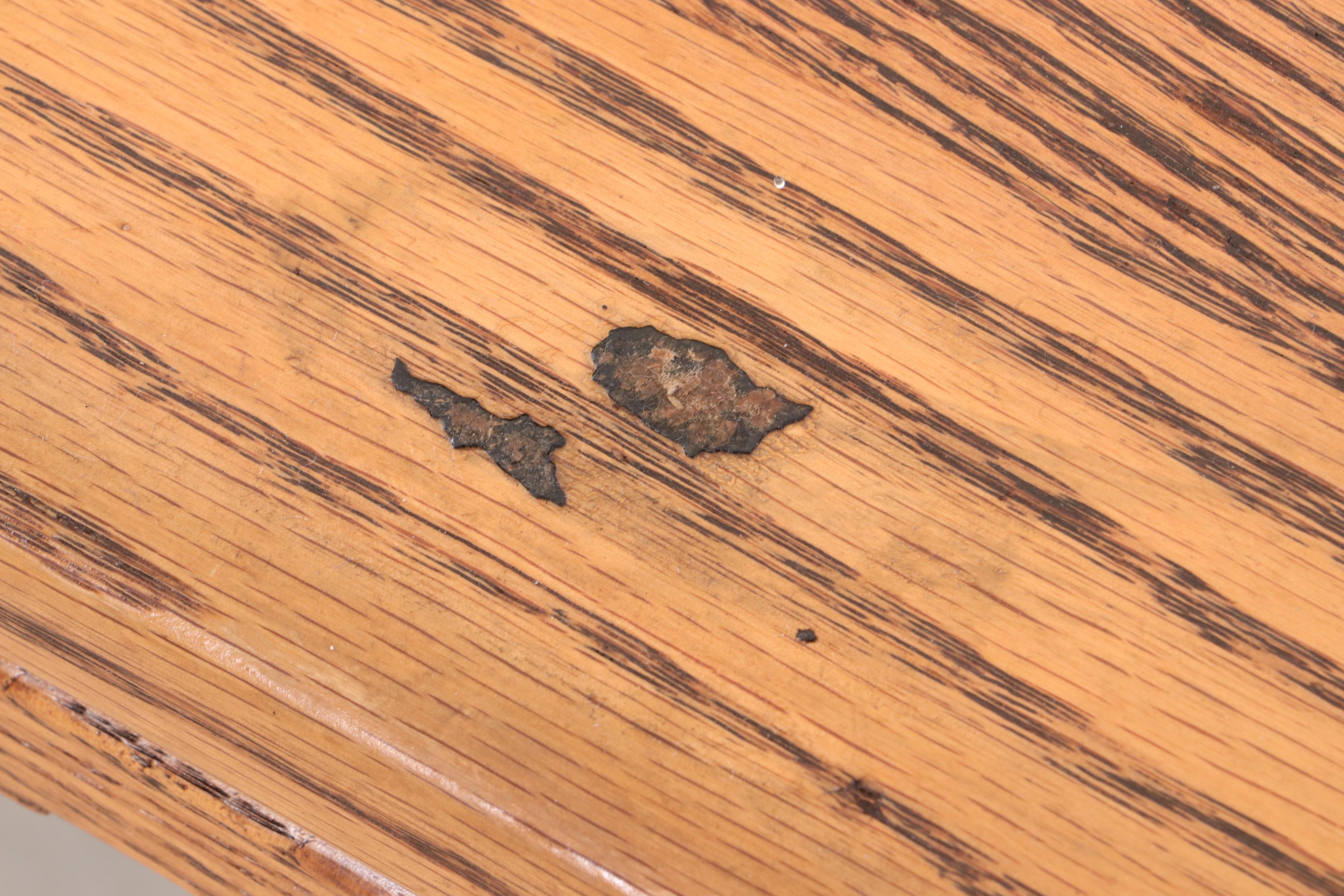 Jacobean Style Oak Dining Table and Six Chairs, Circa 1920s