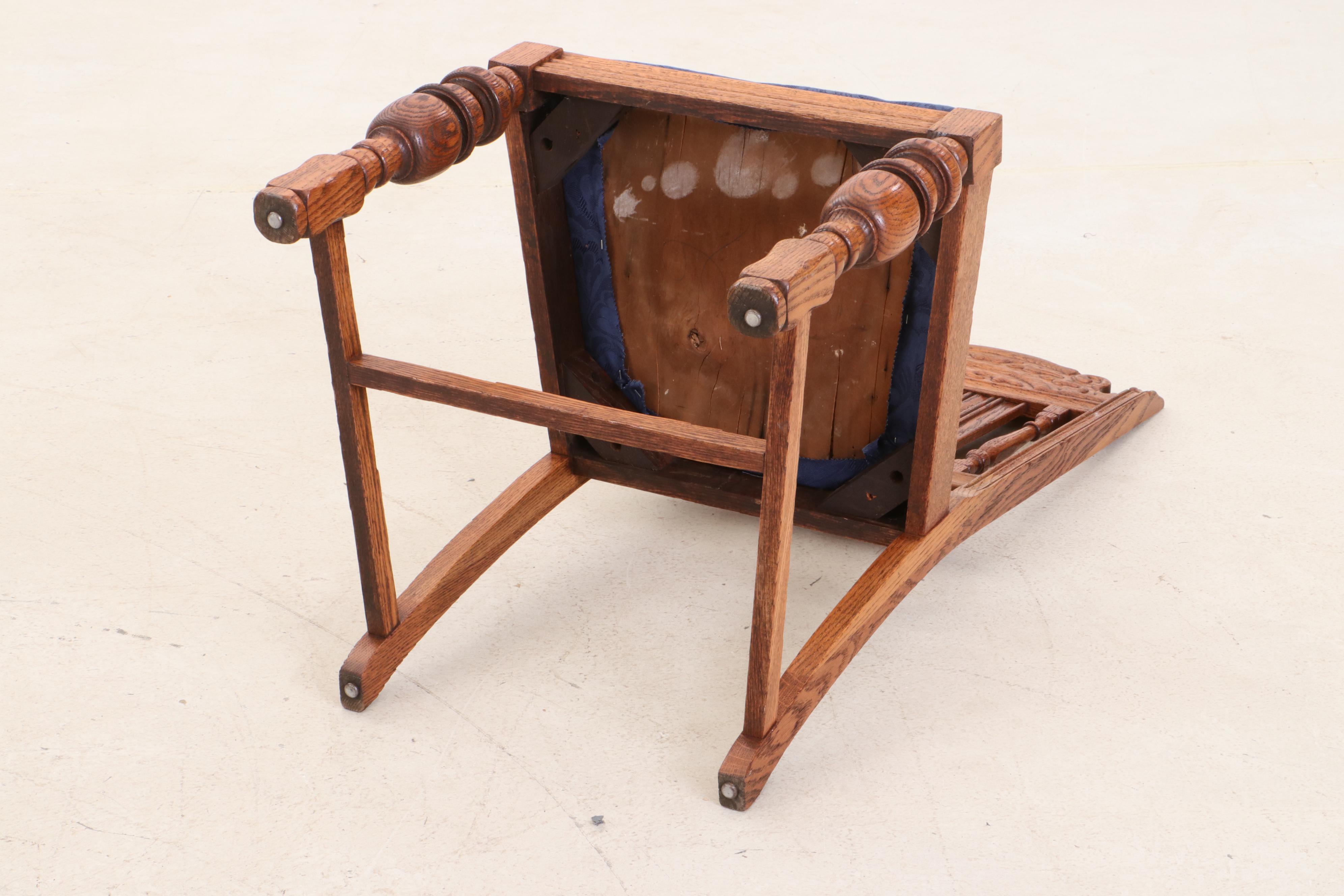 Jacobean Style Oak Dining Table and Six Chairs, Circa 1920s