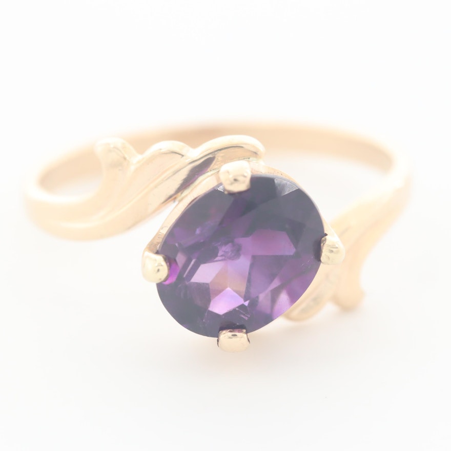 Vintage Kabana 14K Yellow Gold Amethyst Ring