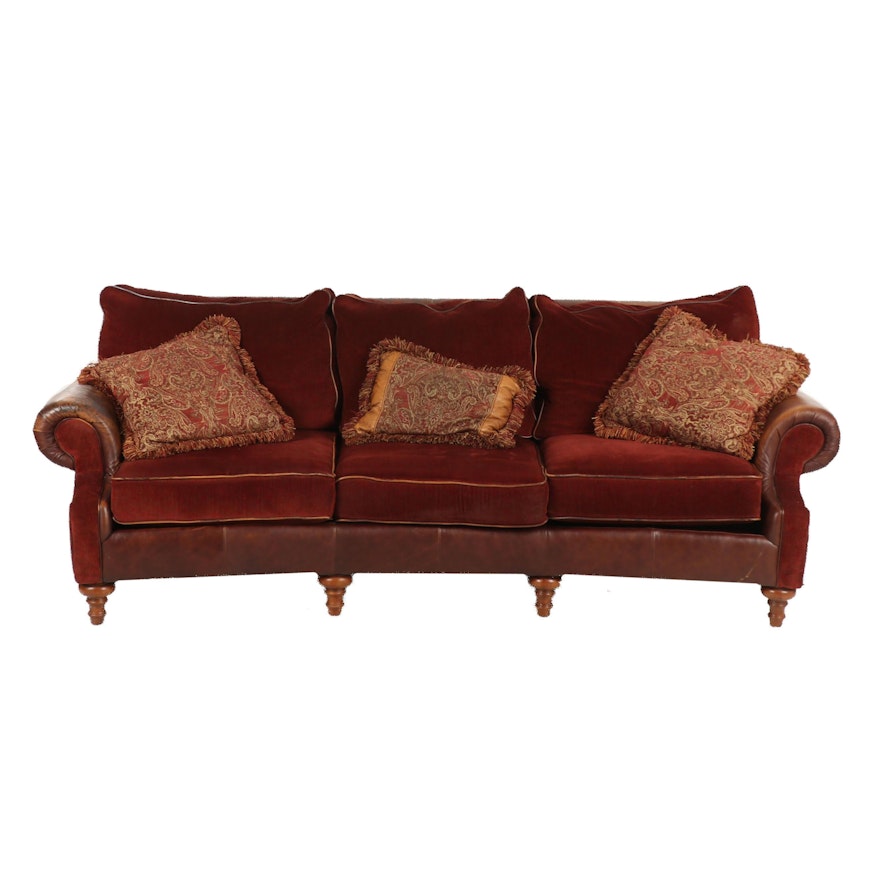 Mayo Furniture Fabric and Leather Upholstered Sofa, Late 20th Century