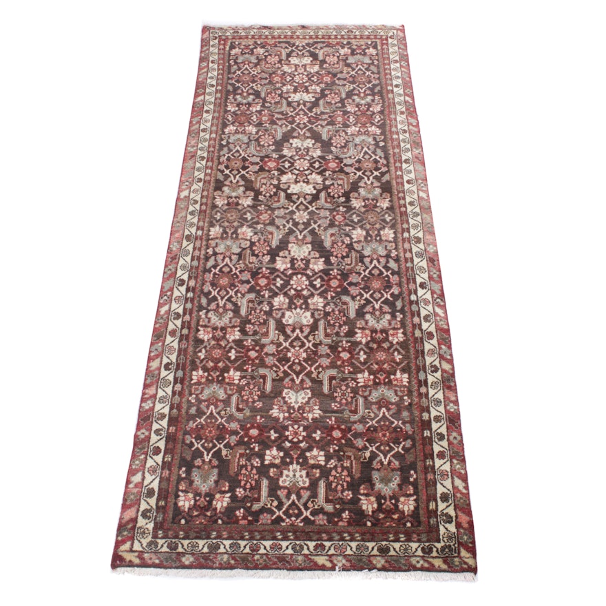 3'9 x 10'1 Hand-Knotted Persian Mahal Long Rug, Circa 1970s