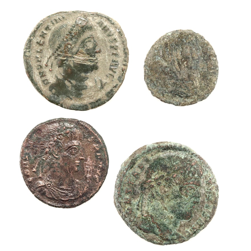 Four Ancient Rome Bronze Follis Coins