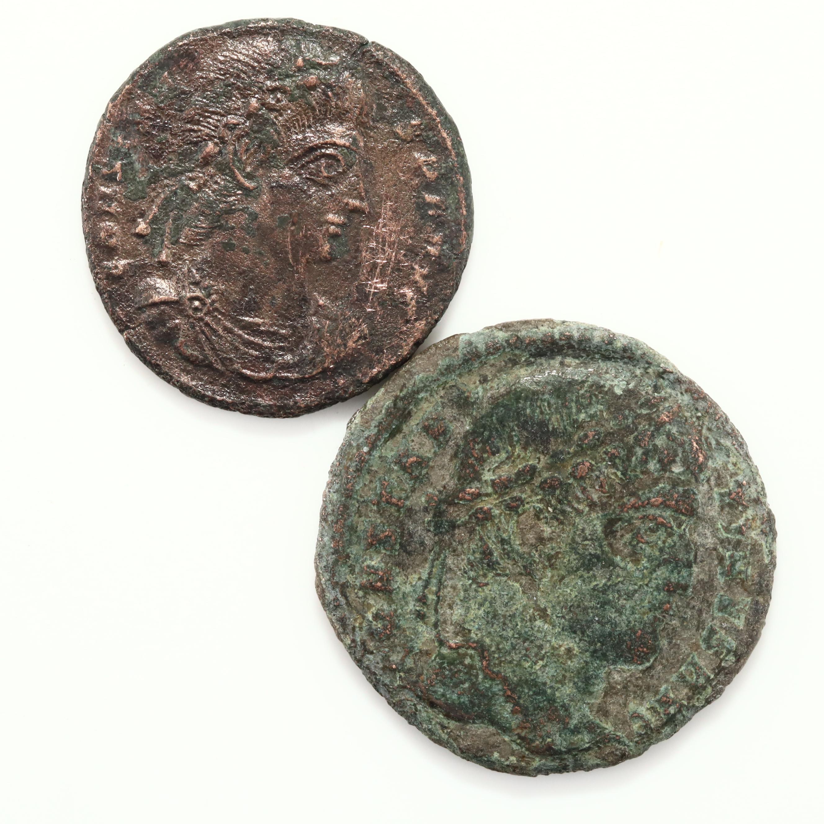 Four Ancient Rome Bronze Follis Coins