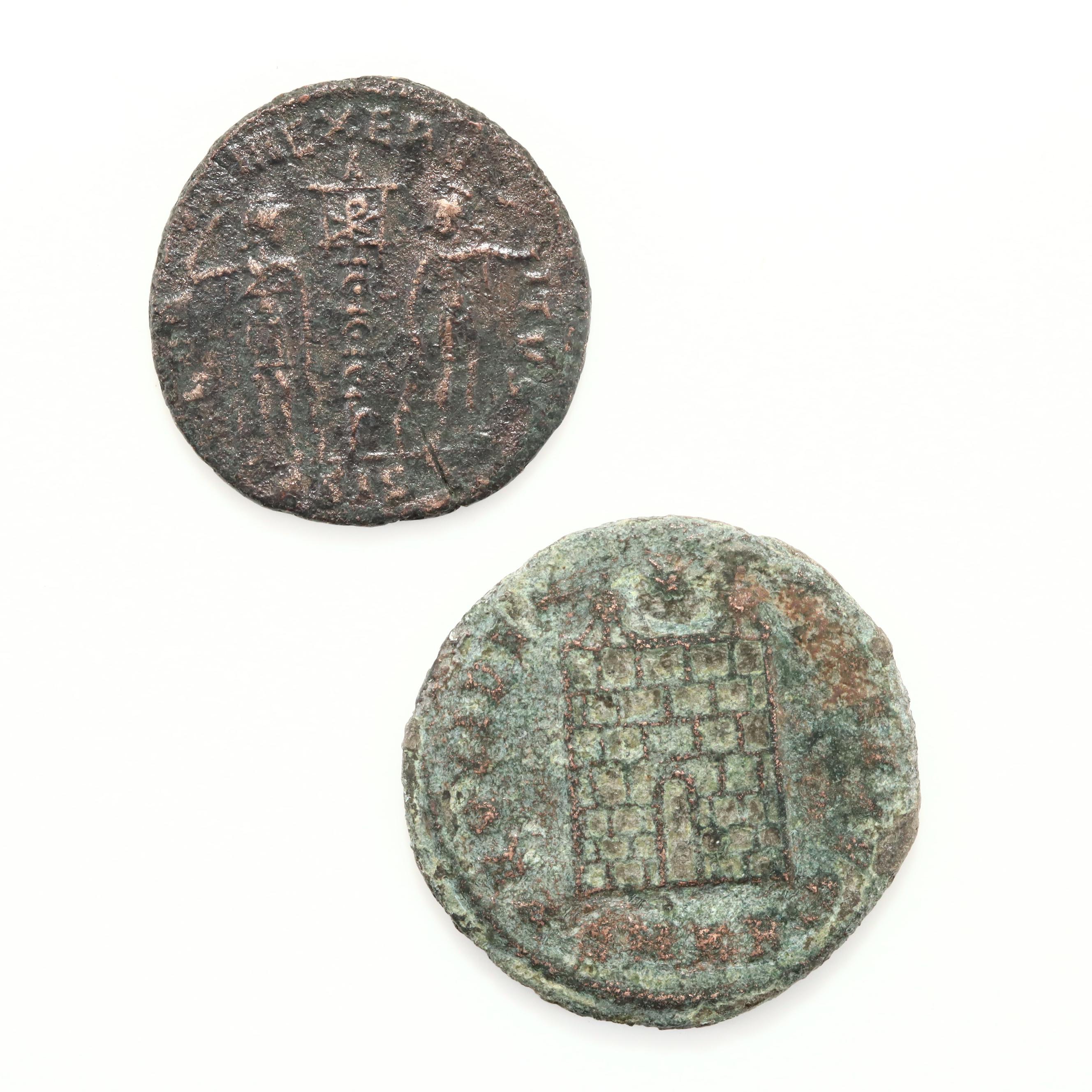 Four Ancient Rome Bronze Follis Coins