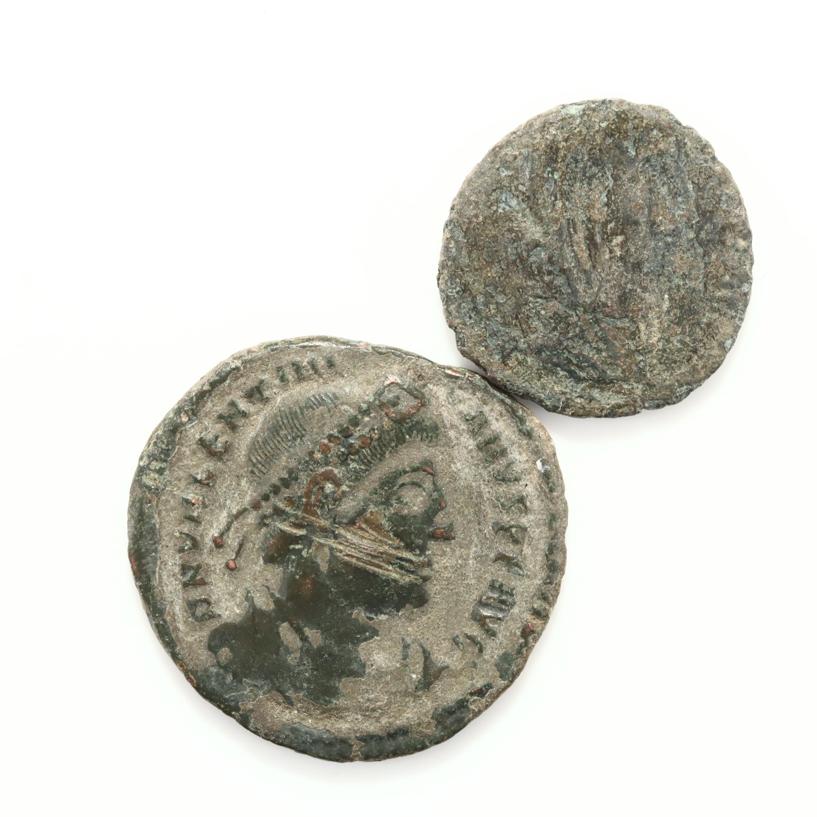 Four Ancient Rome Bronze Follis Coins