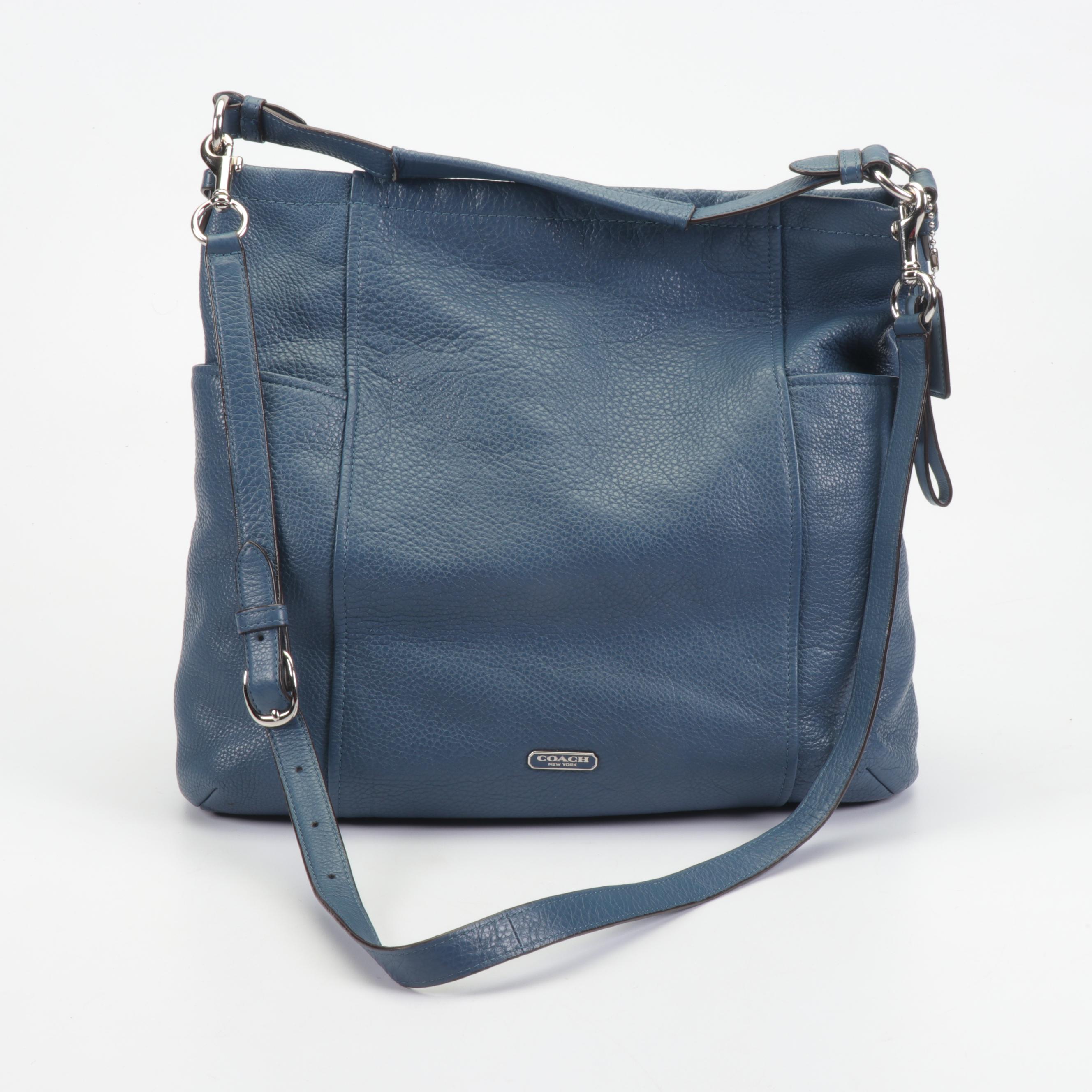 Coach Park Blue Pebbled Leather Hobo Shoulder Bag