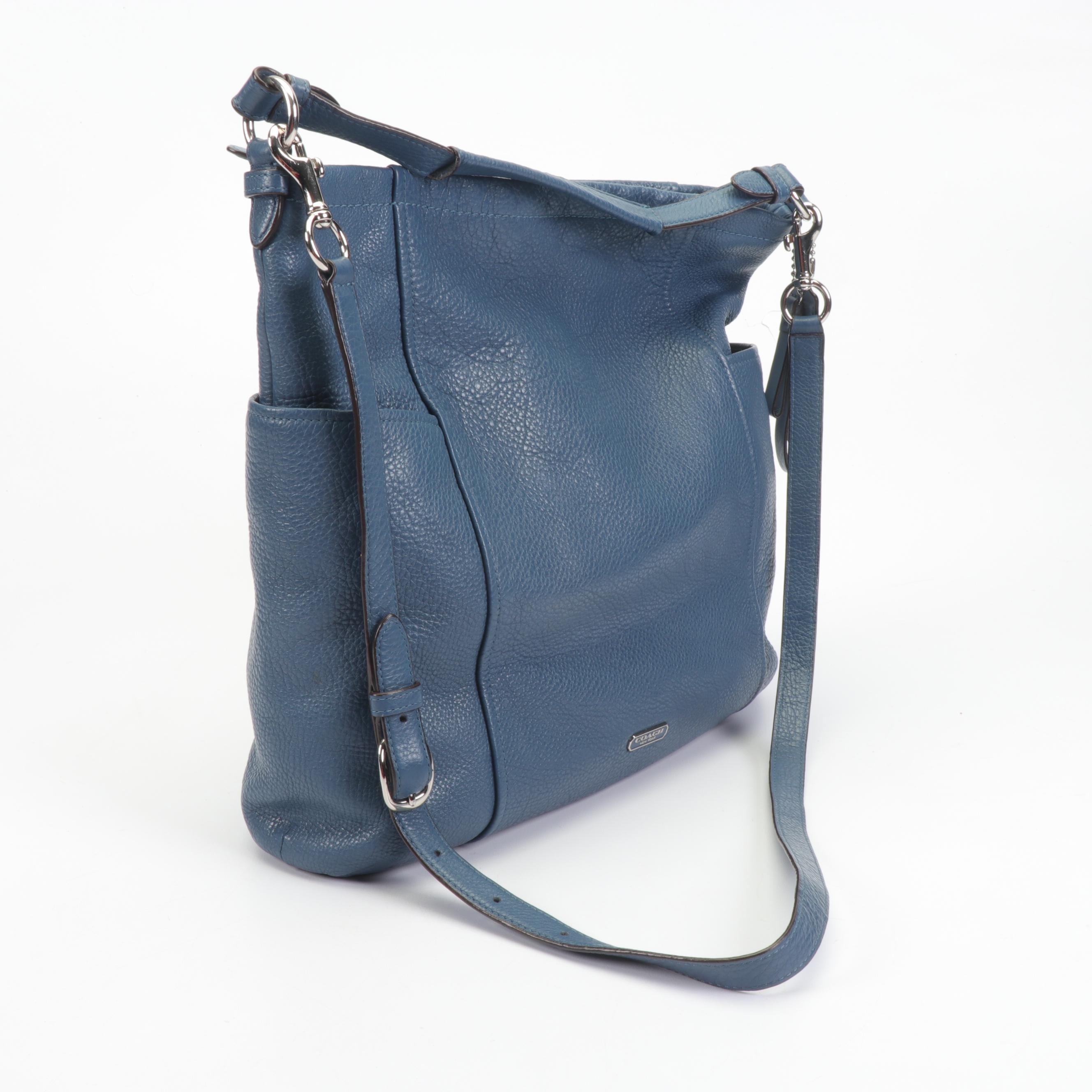 Coach Park Blue Pebbled Leather Hobo Shoulder Bag