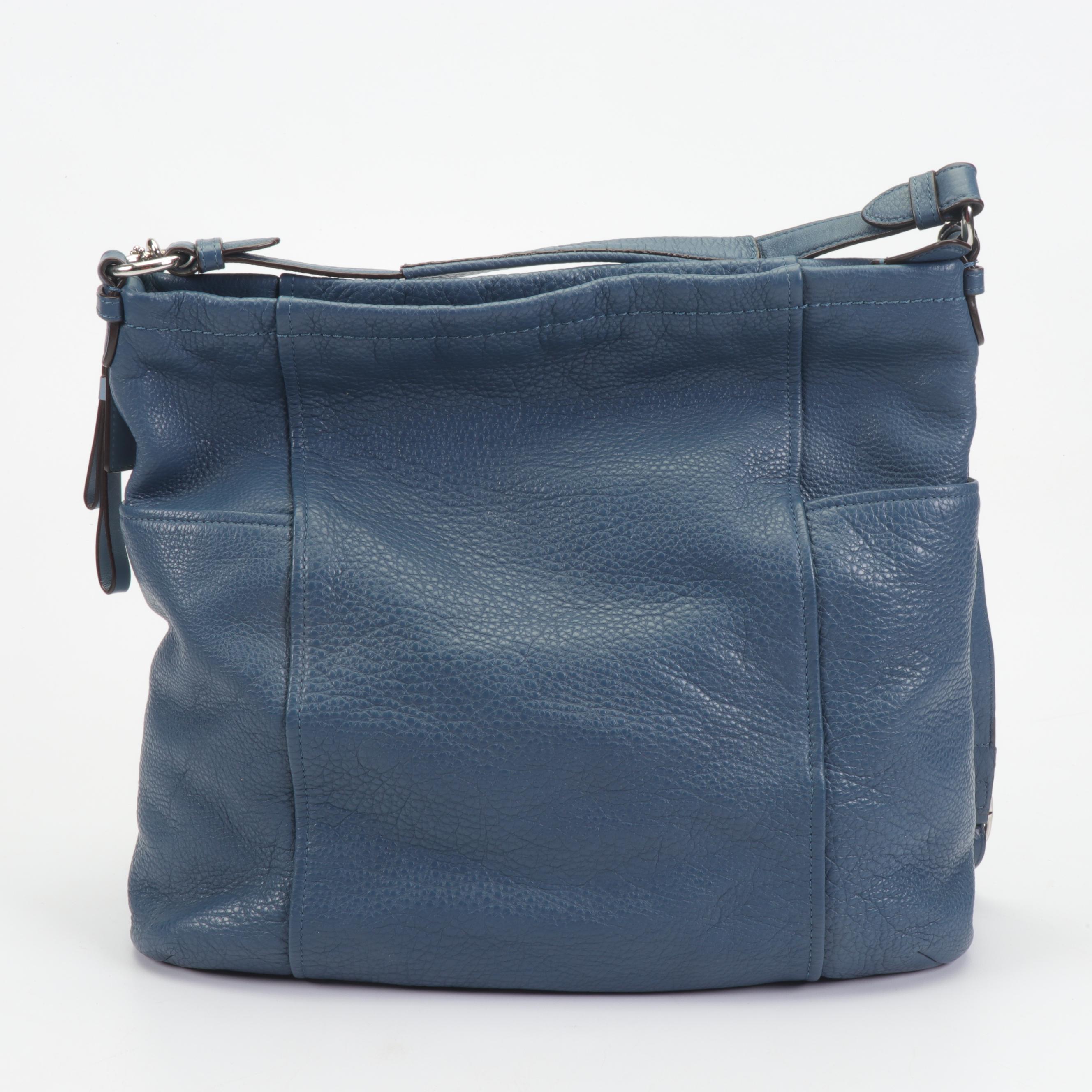 Coach Park Blue Pebbled Leather Hobo Shoulder Bag