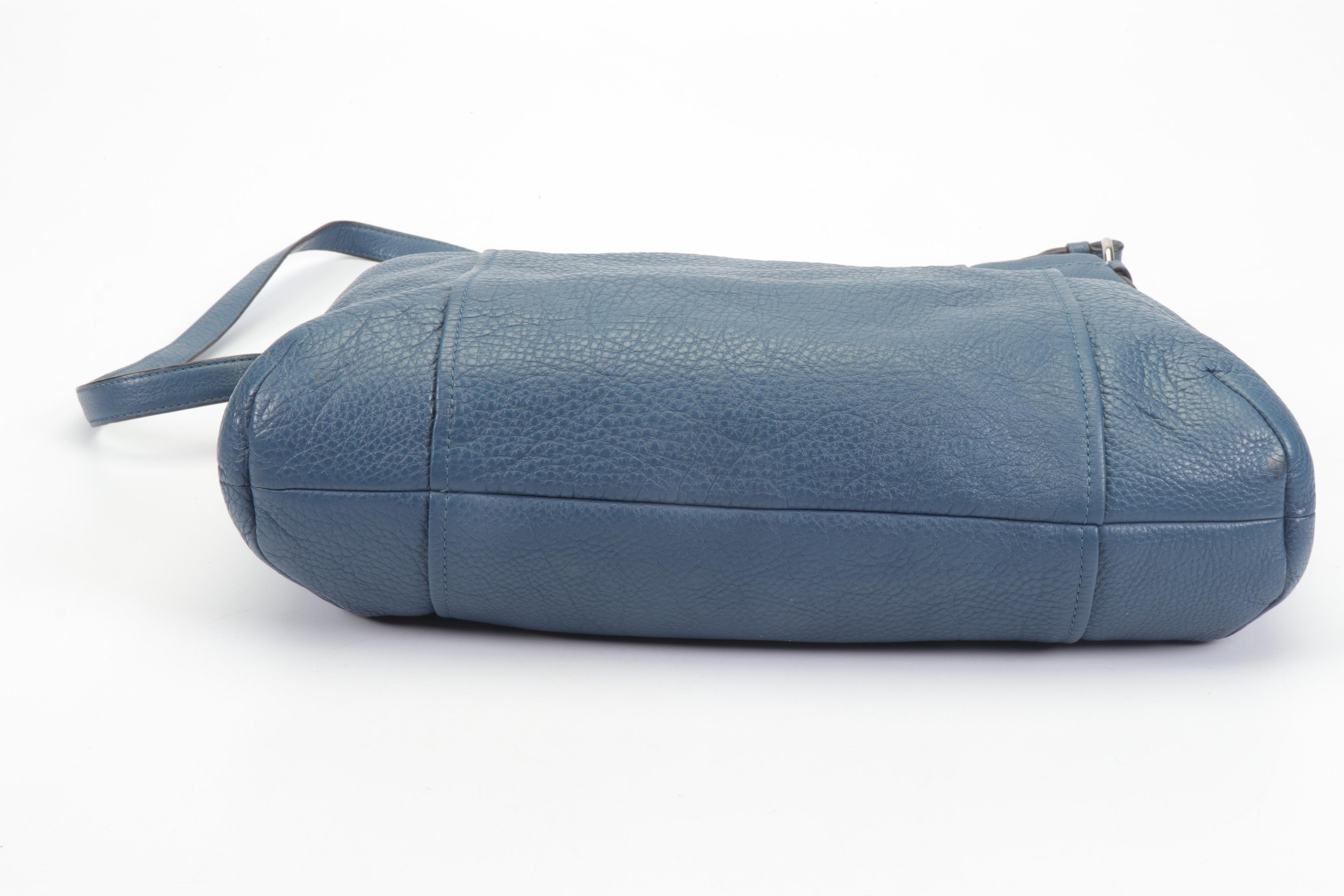 Coach Park Blue Pebbled Leather Hobo Shoulder Bag