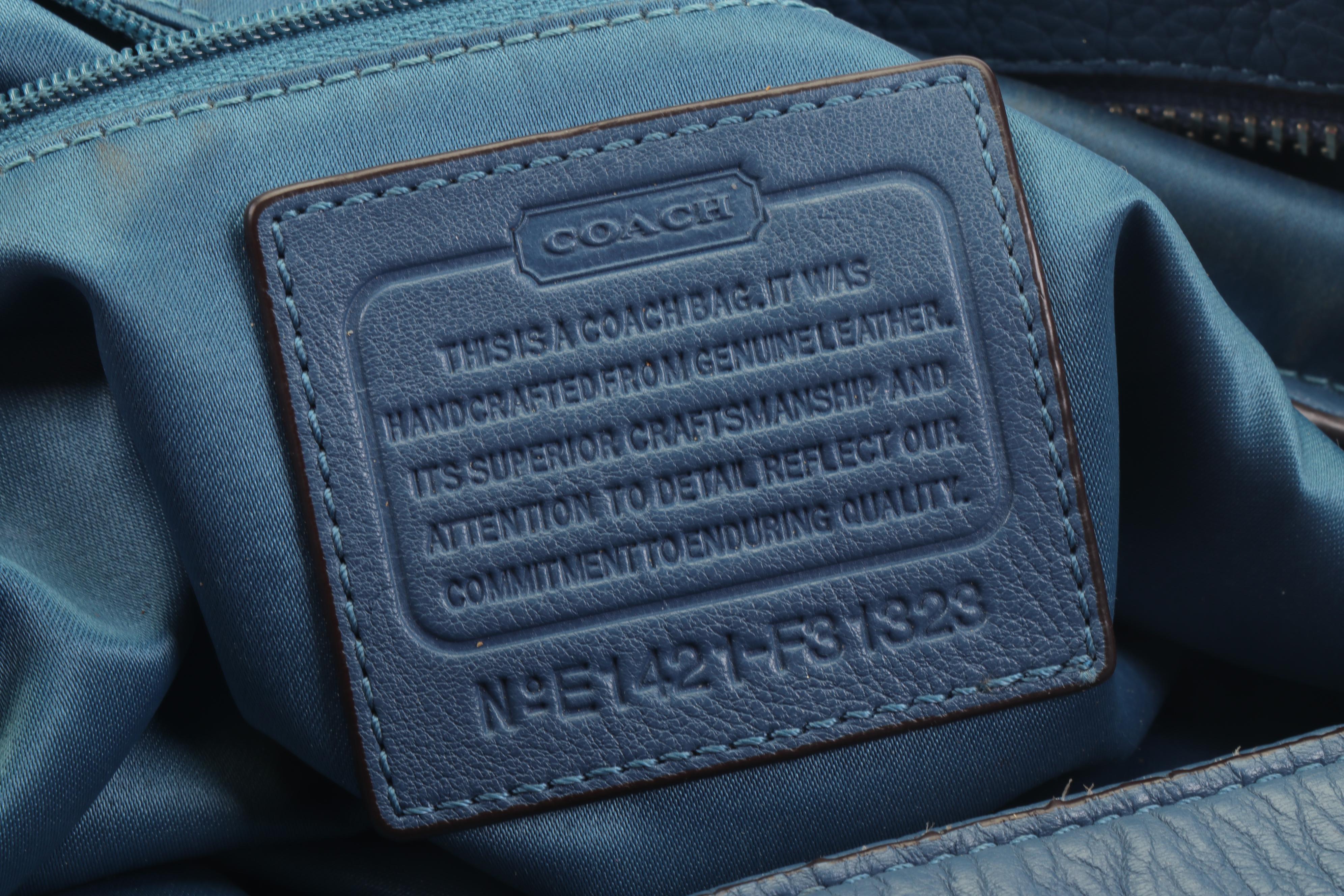 Coach Park Blue Pebbled Leather Hobo Shoulder Bag