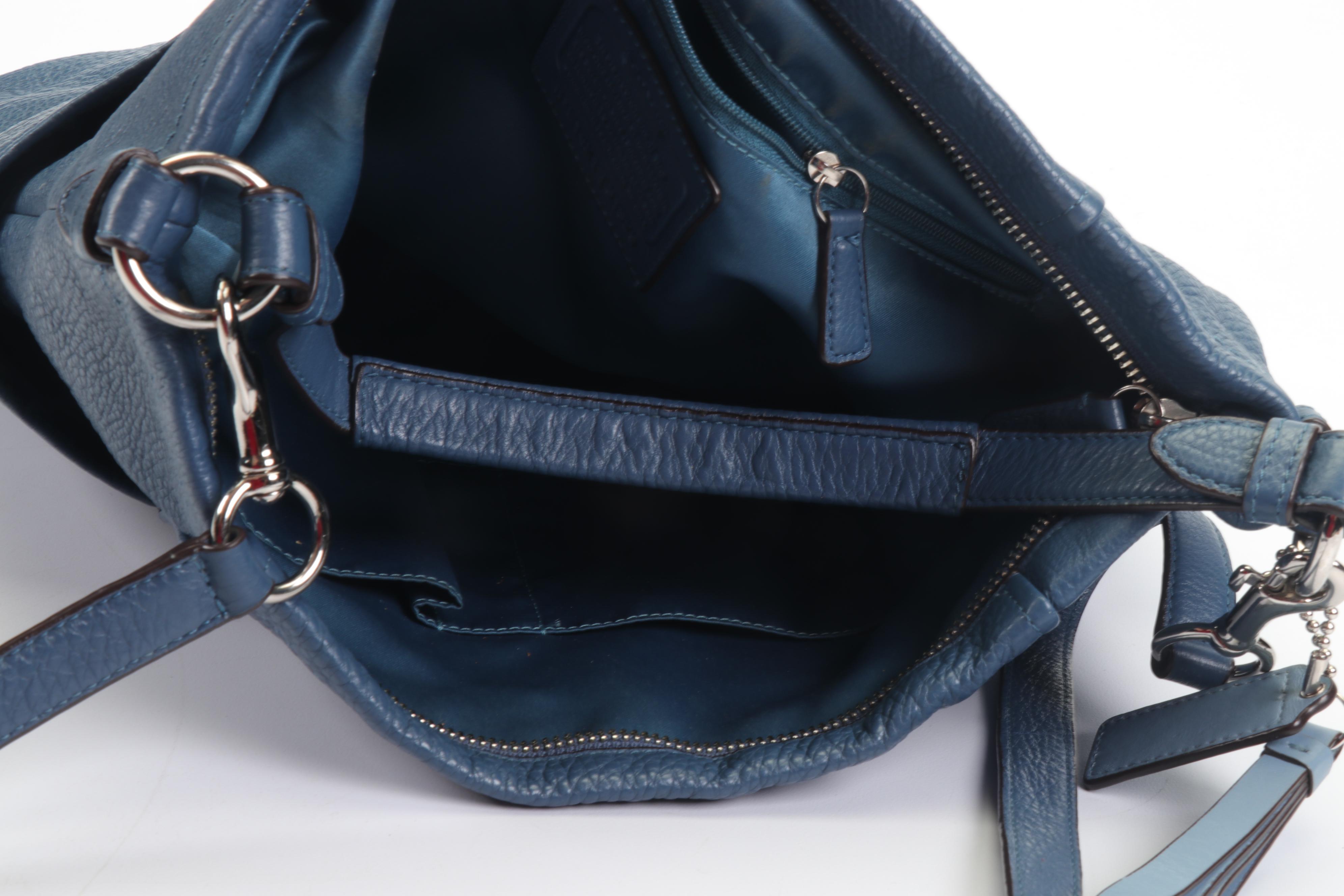 Coach Park Blue Pebbled Leather Hobo Shoulder Bag