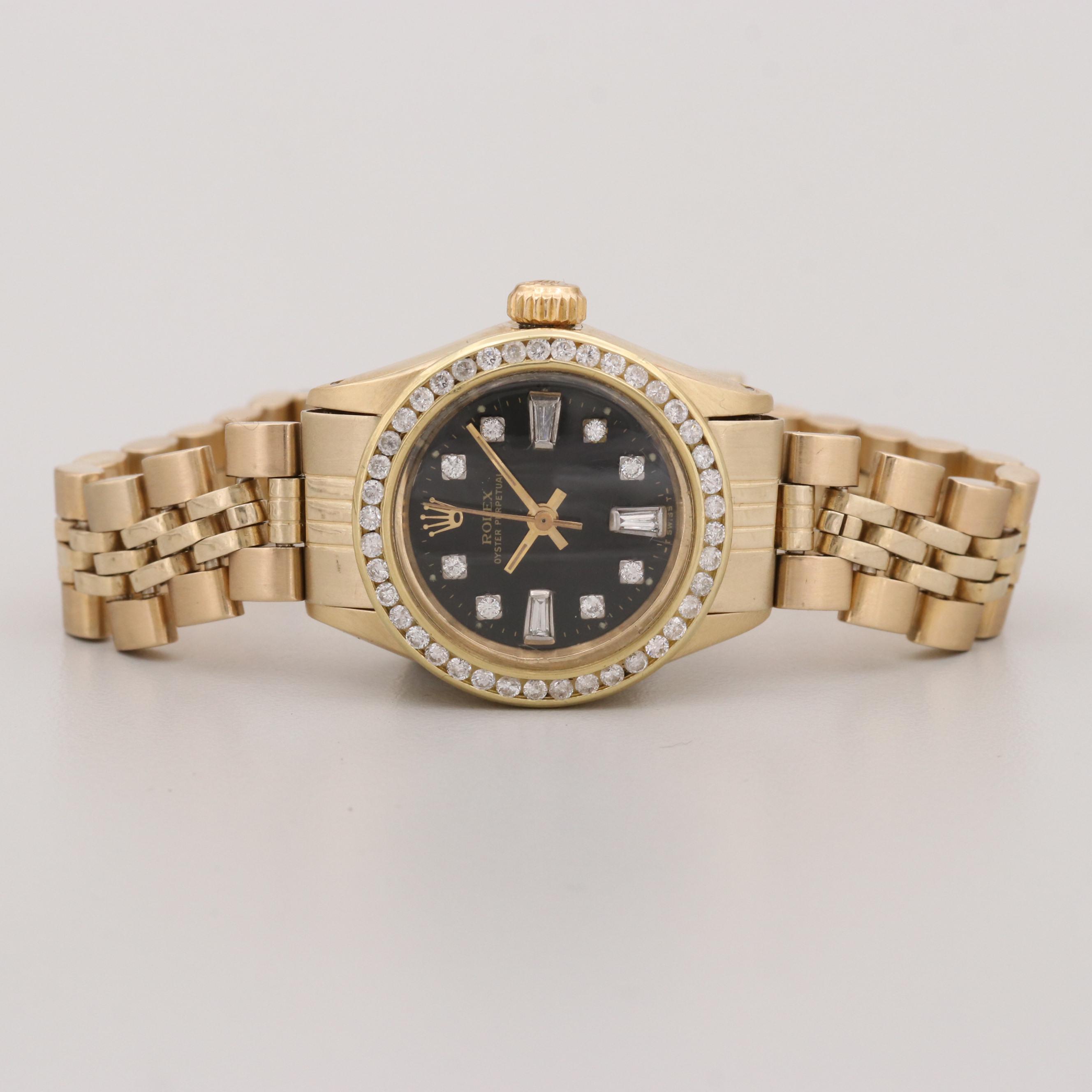 Vintage Rolex Oyster Perpetual 14K Gold and Diamond Automatic Watch