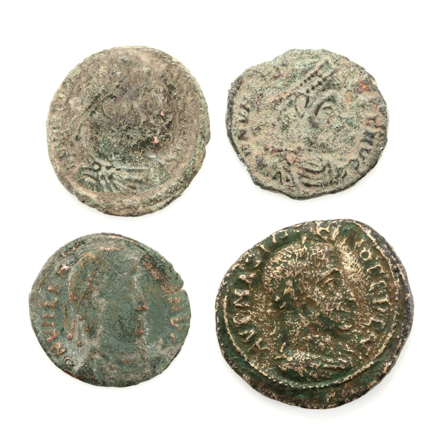 Four Ancient Rome Follis Coins
