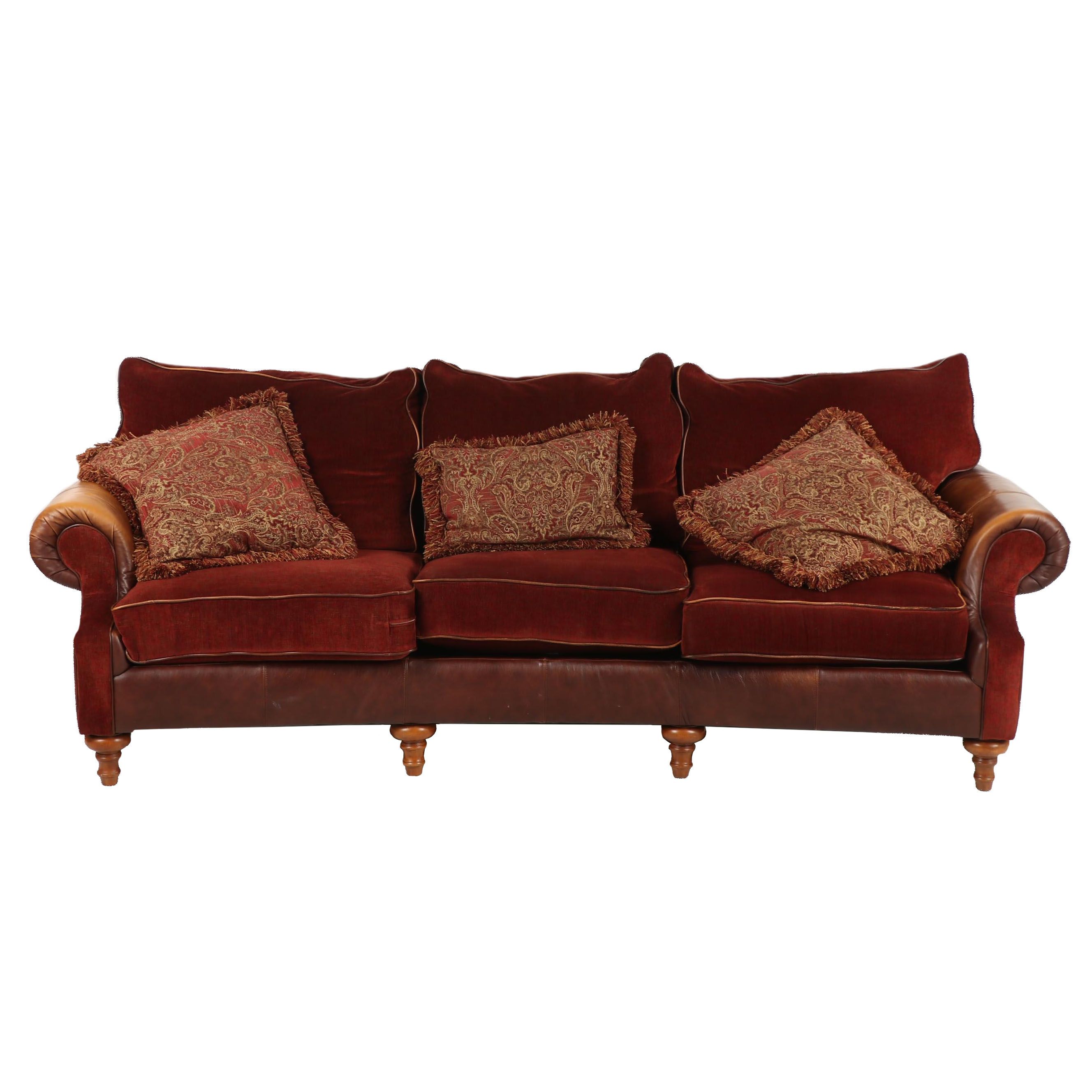 Contemporary Mayo Furniture Fabric and Leather Upholstered Sofa