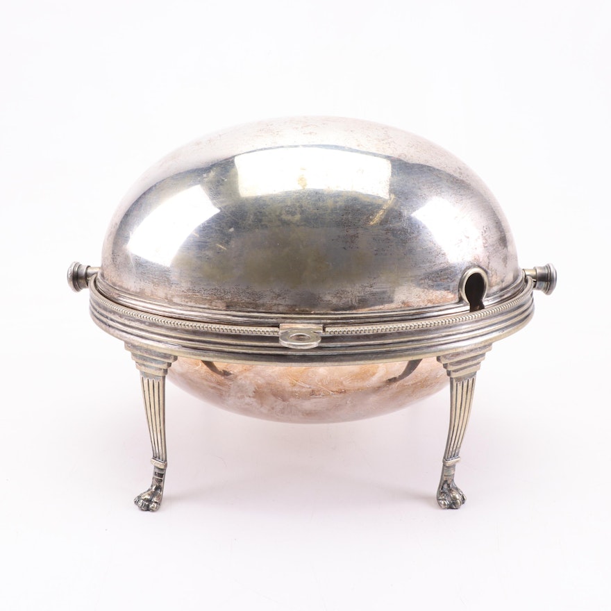 Neoclassical Silver Plate Claw Foot Breakfast Server