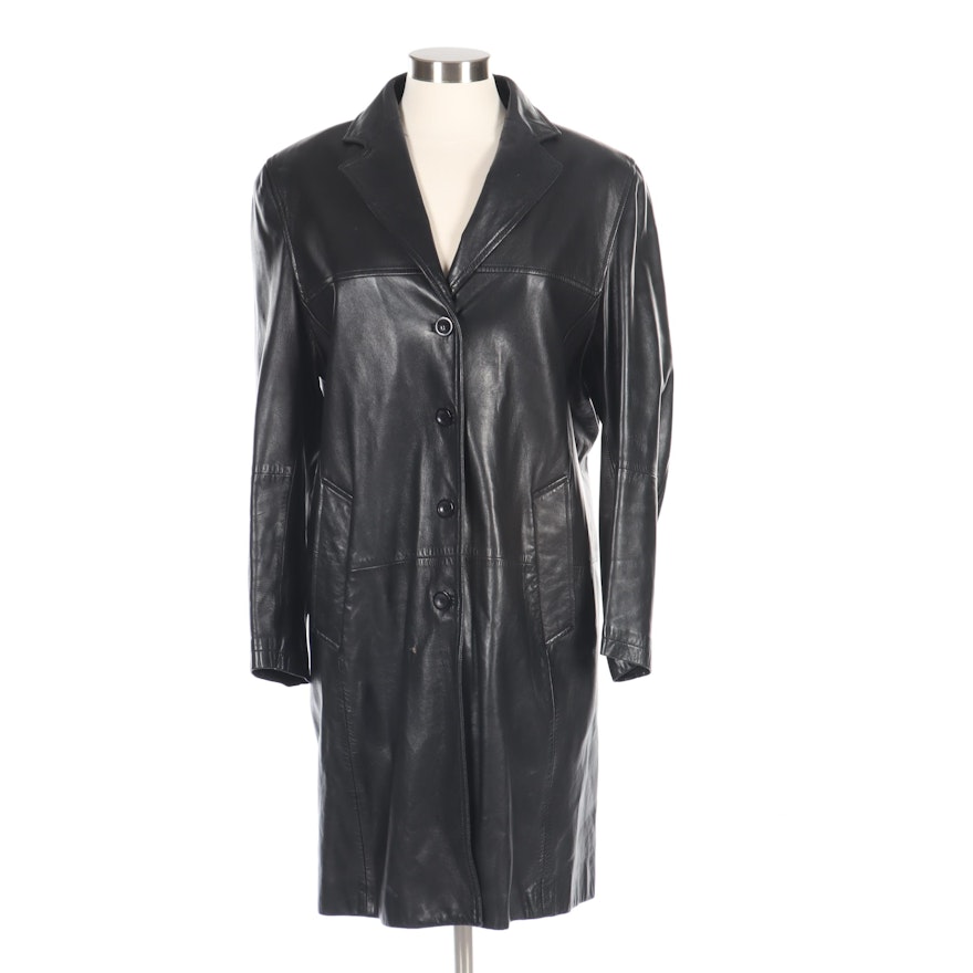 John F. Firenze Mabrun Collection Black Lambskin Leather Coat