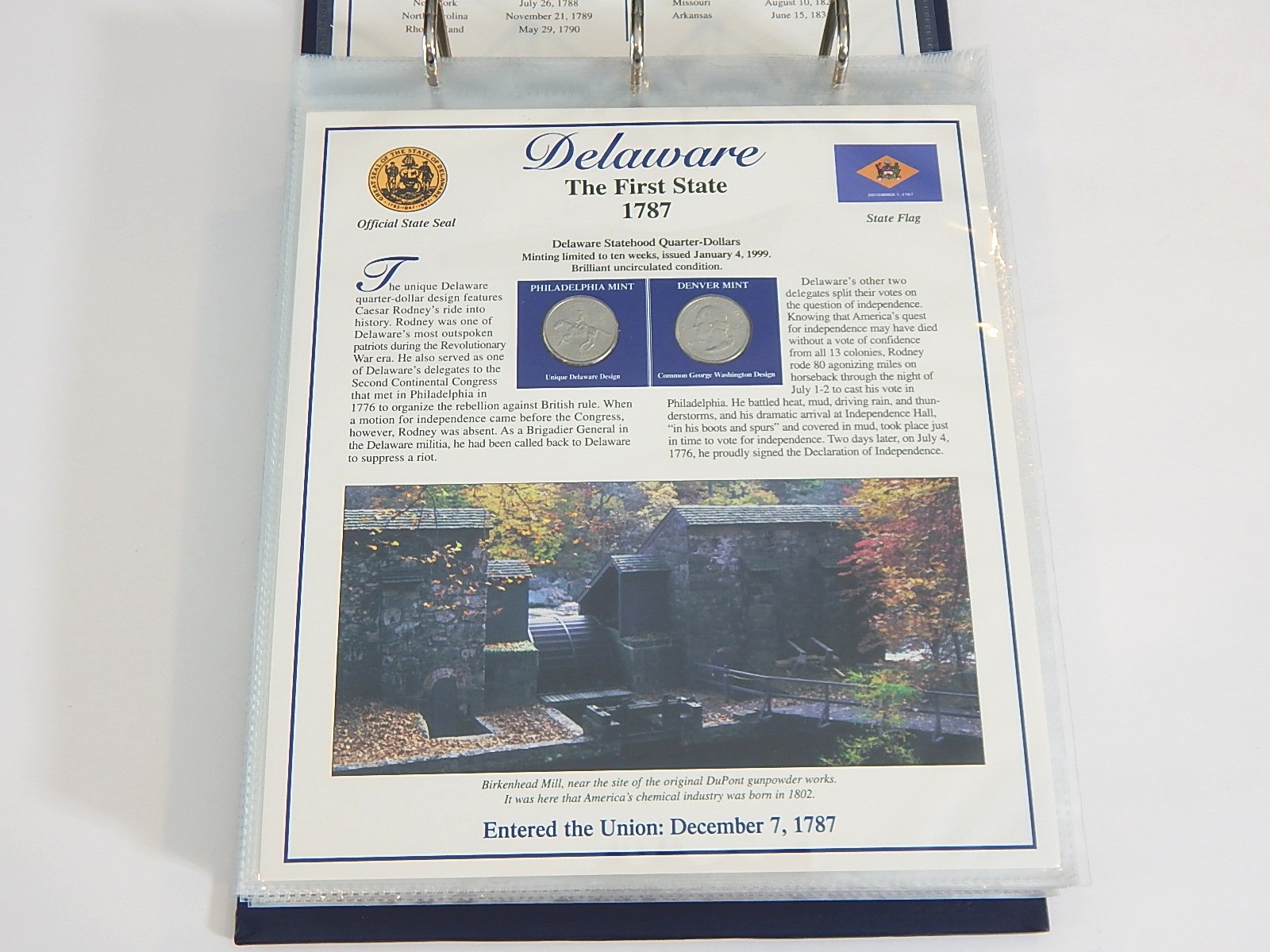 Postal Commemorative Society "Statehood Quarters Collection" Volume I