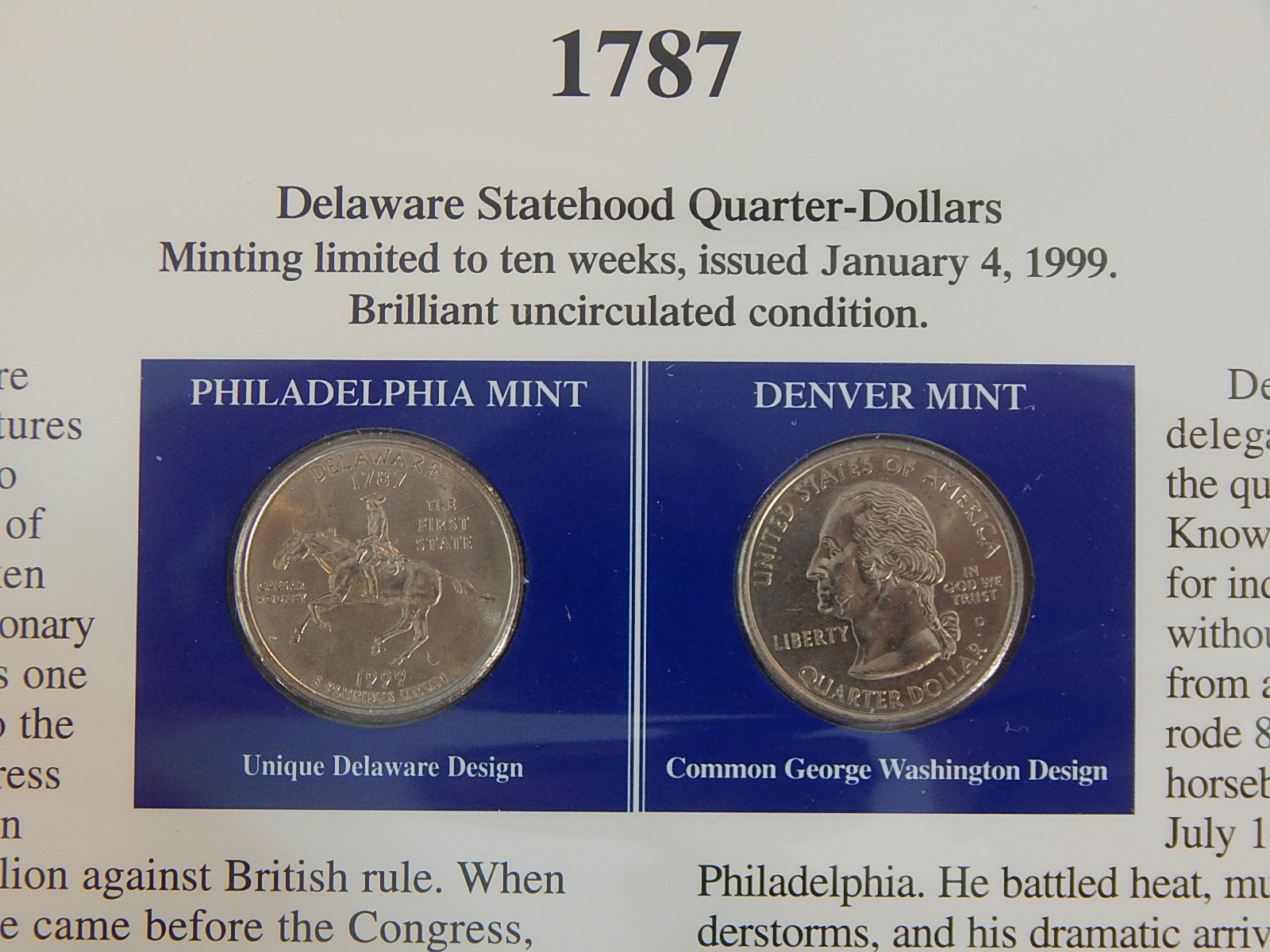 Postal Commemorative Society "Statehood Quarters Collection" Volume I