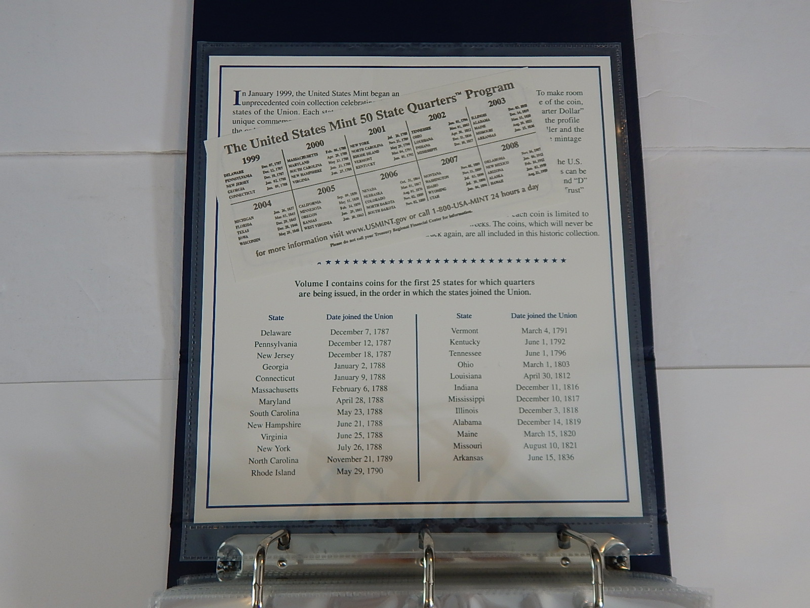 Postal Commemorative Society "Statehood Quarters Collection" Volume I