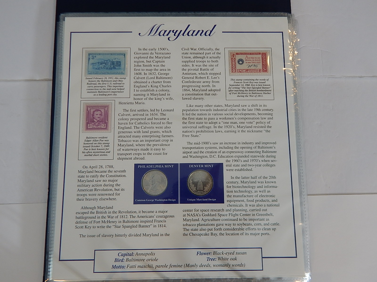 Postal Commemorative Society "Statehood Quarters Collection" Volume I