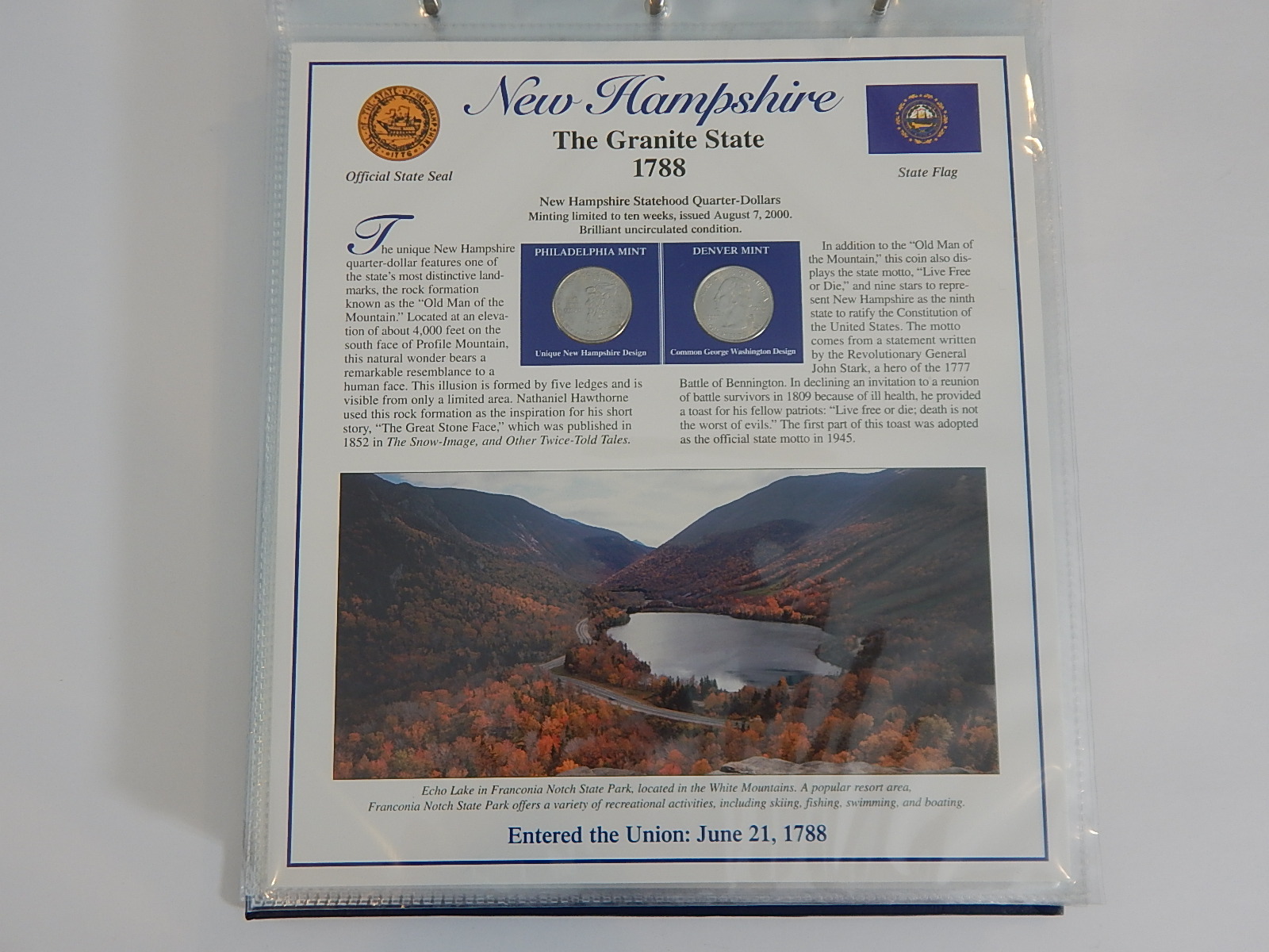 Postal Commemorative Society "Statehood Quarters Collection" Volume I