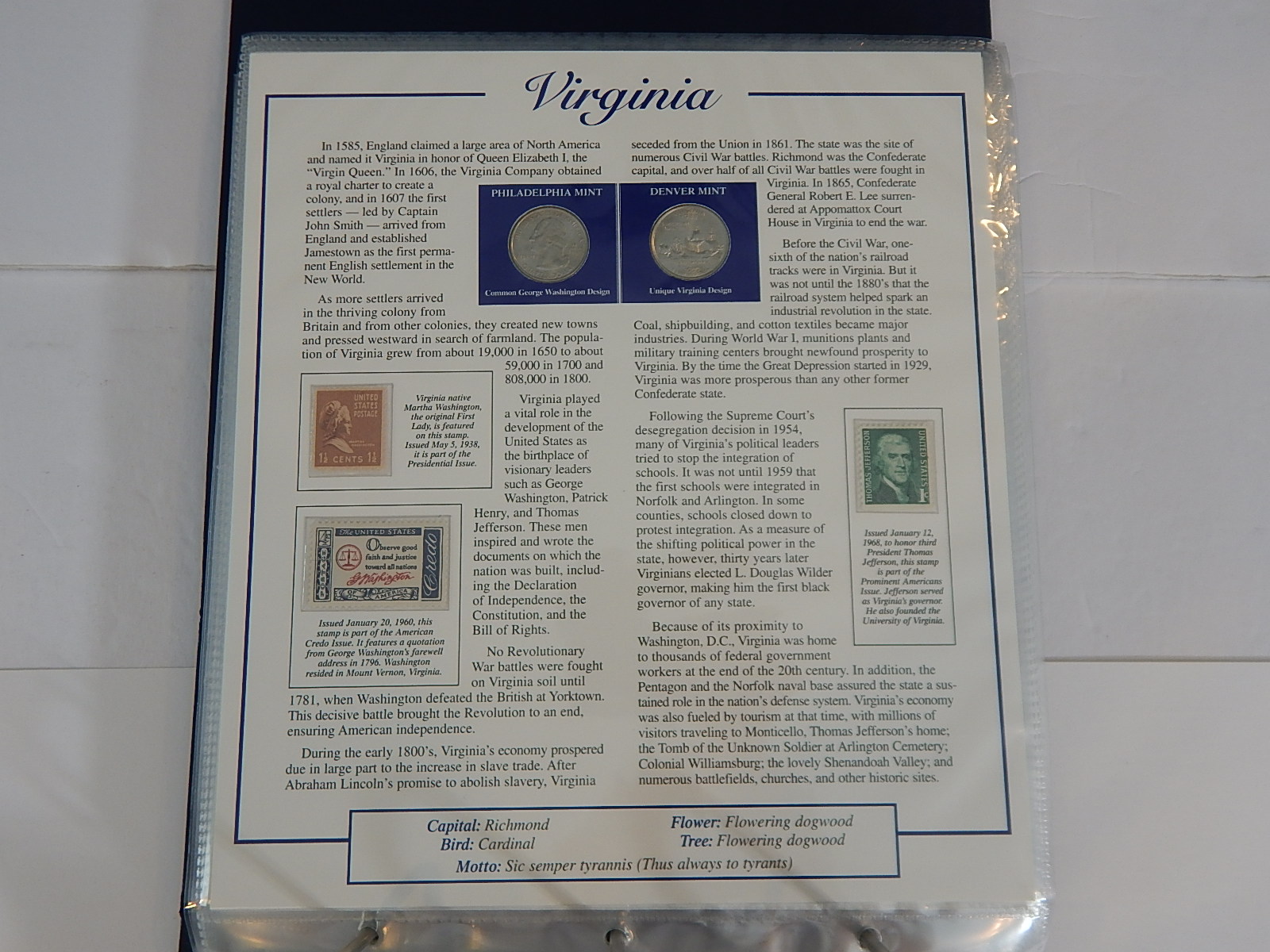 Postal Commemorative Society "Statehood Quarters Collection" Volume I