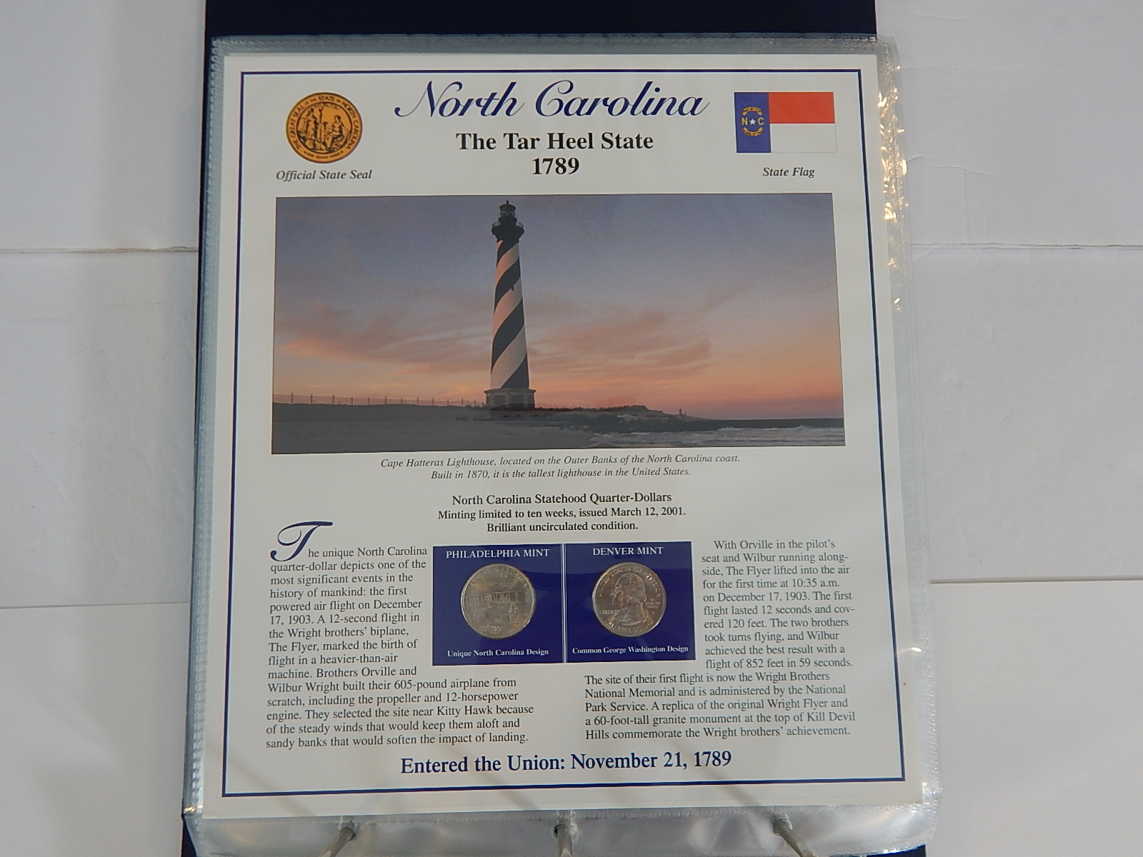 Postal Commemorative Society "Statehood Quarters Collection" Volume I