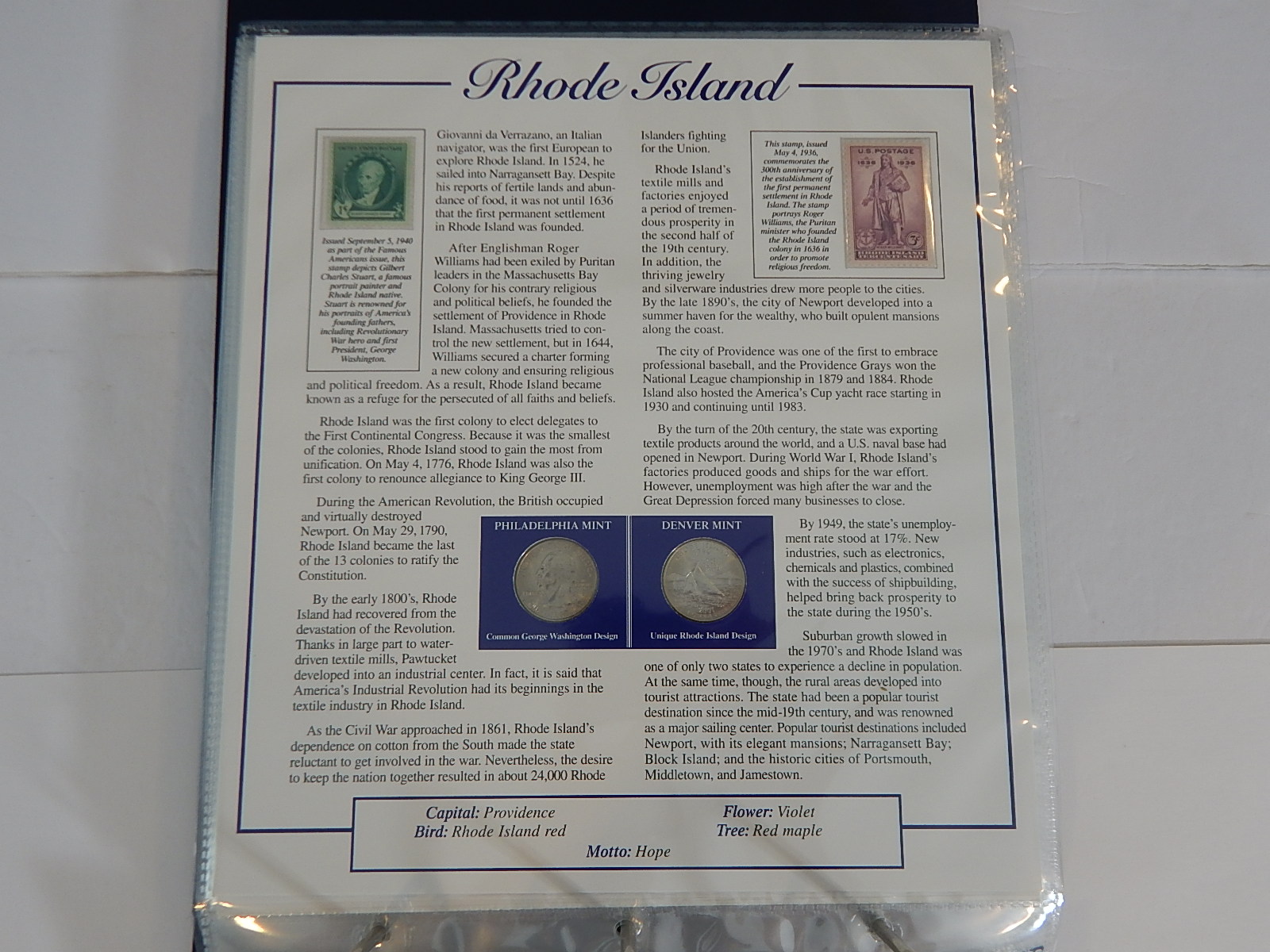 Postal Commemorative Society "Statehood Quarters Collection" Volume I