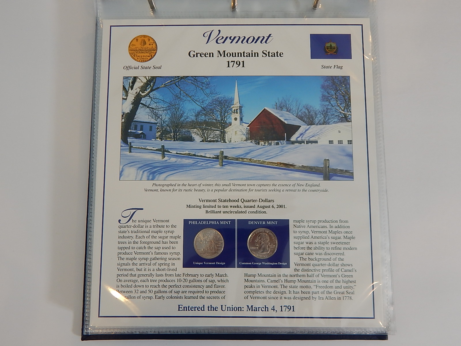 Postal Commemorative Society "Statehood Quarters Collection" Volume I