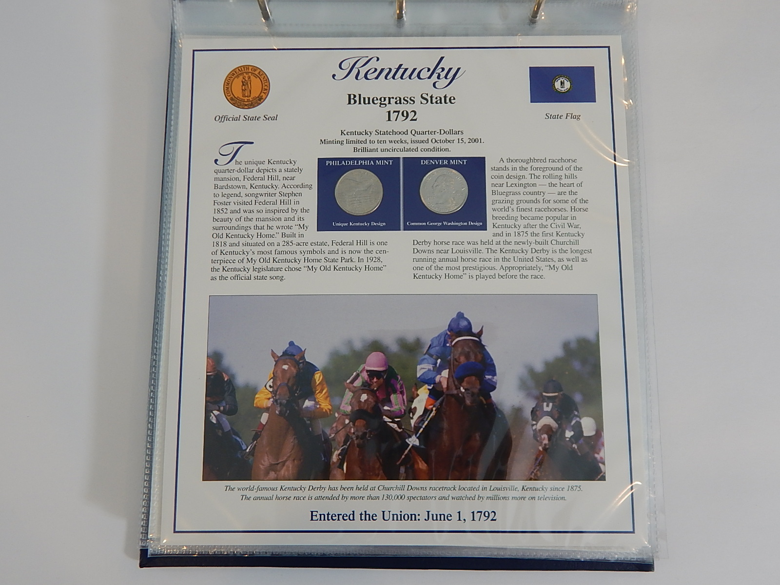 Postal Commemorative Society "Statehood Quarters Collection" Volume I