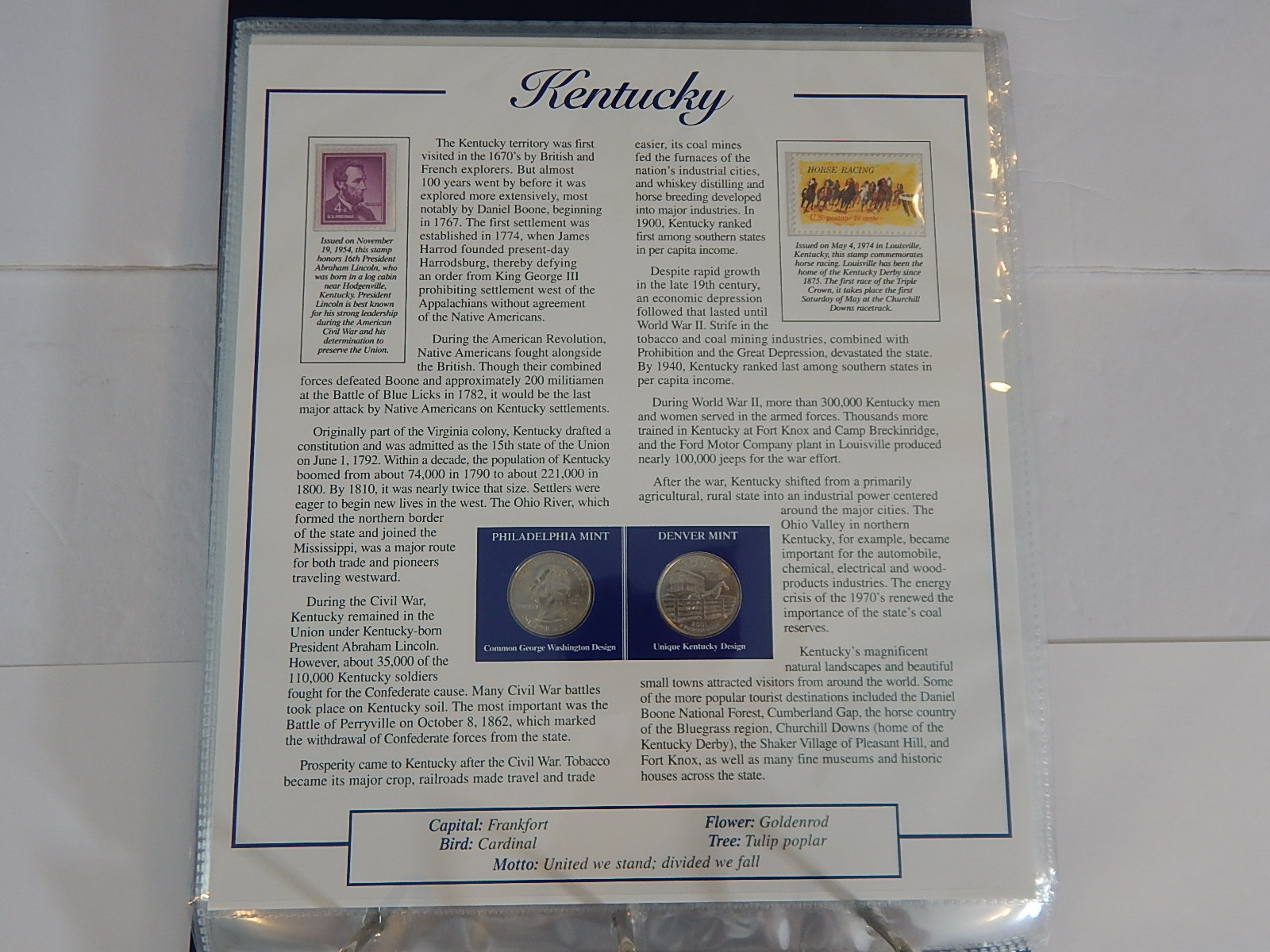 Postal Commemorative Society "Statehood Quarters Collection" Volume I