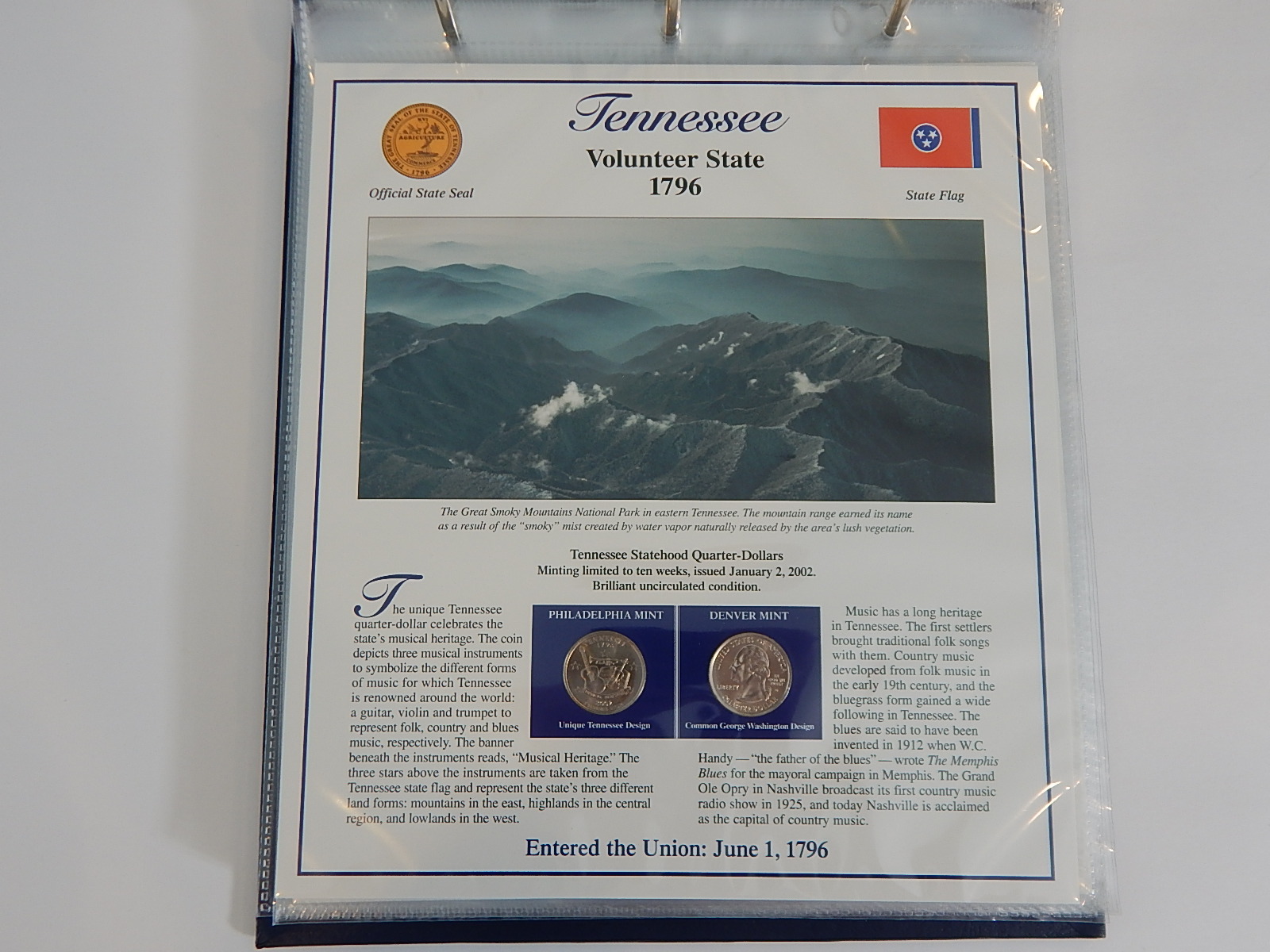Postal Commemorative Society "Statehood Quarters Collection" Volume I