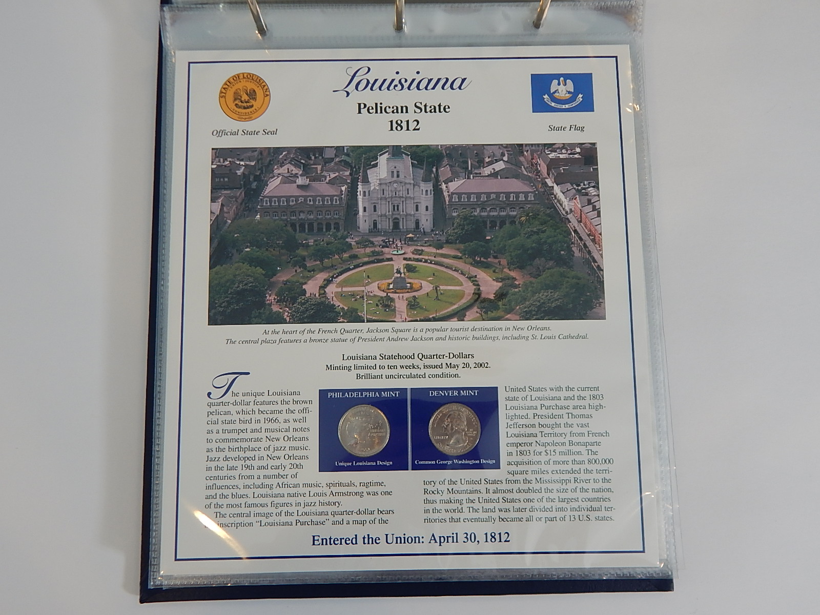 Postal Commemorative Society "Statehood Quarters Collection" Volume I