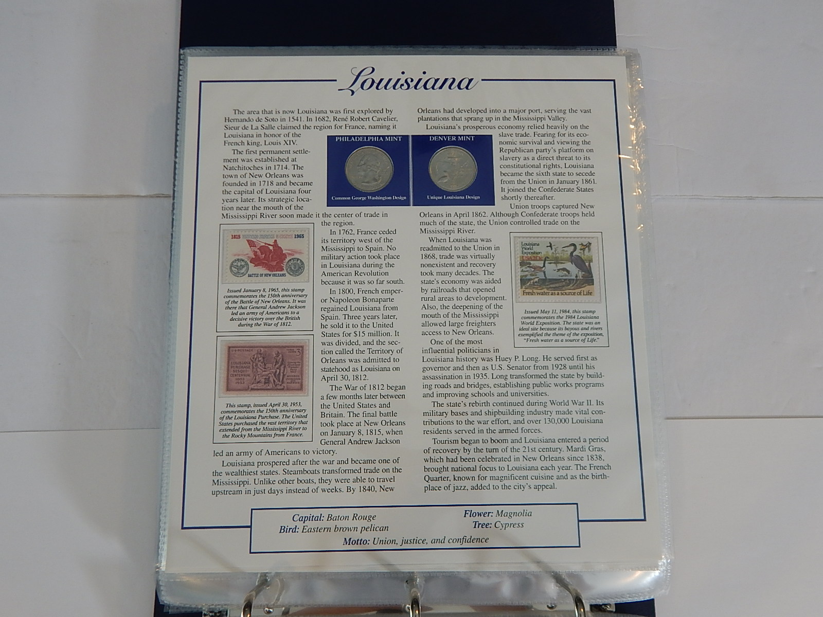 Postal Commemorative Society "Statehood Quarters Collection" Volume I