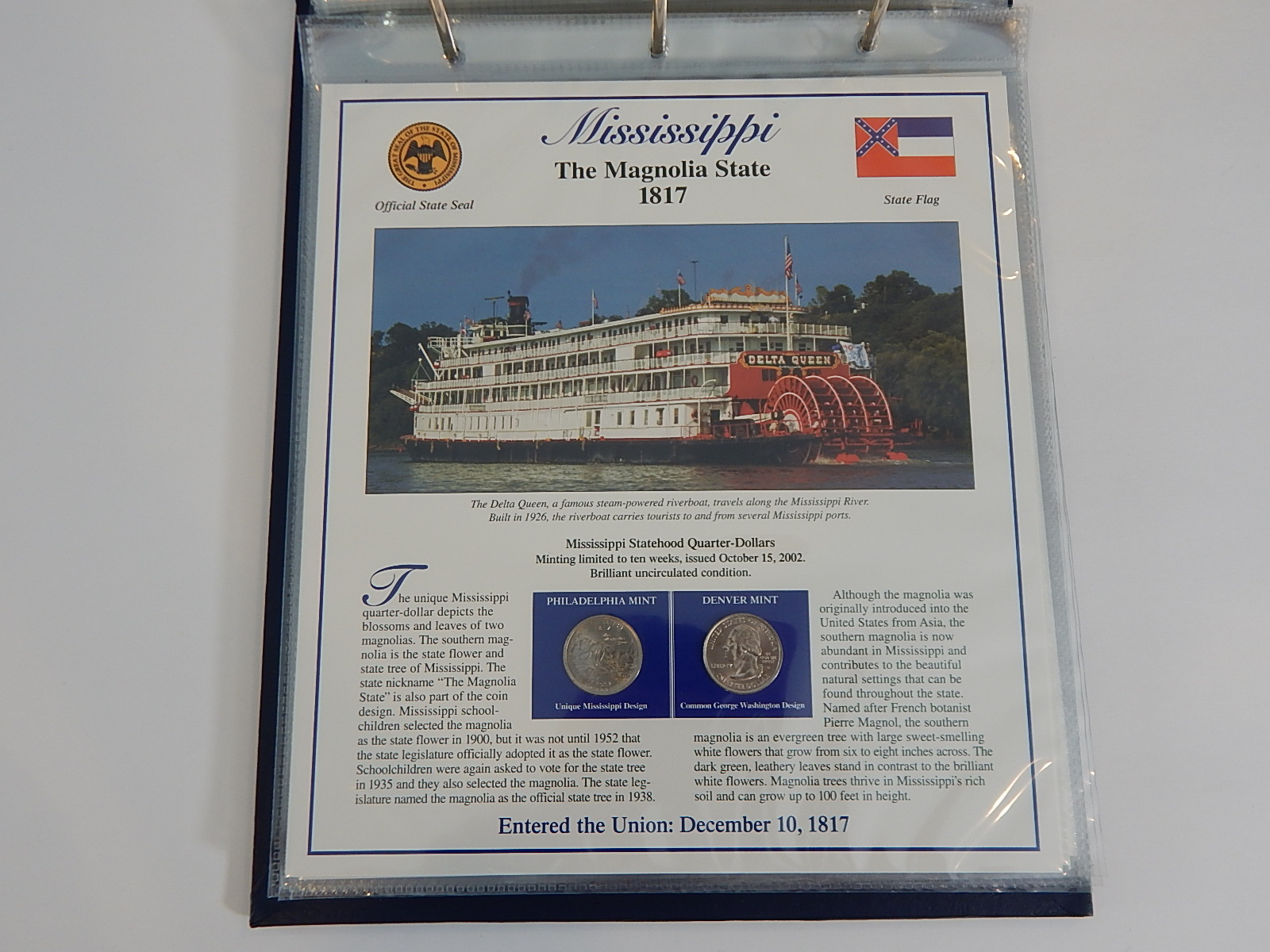 Postal Commemorative Society "Statehood Quarters Collection" Volume I