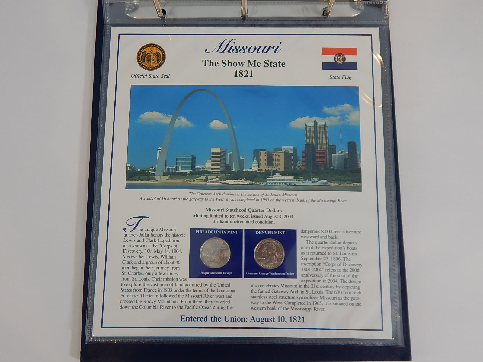 Postal Commemorative Society "Statehood Quarters Collection" Volume I