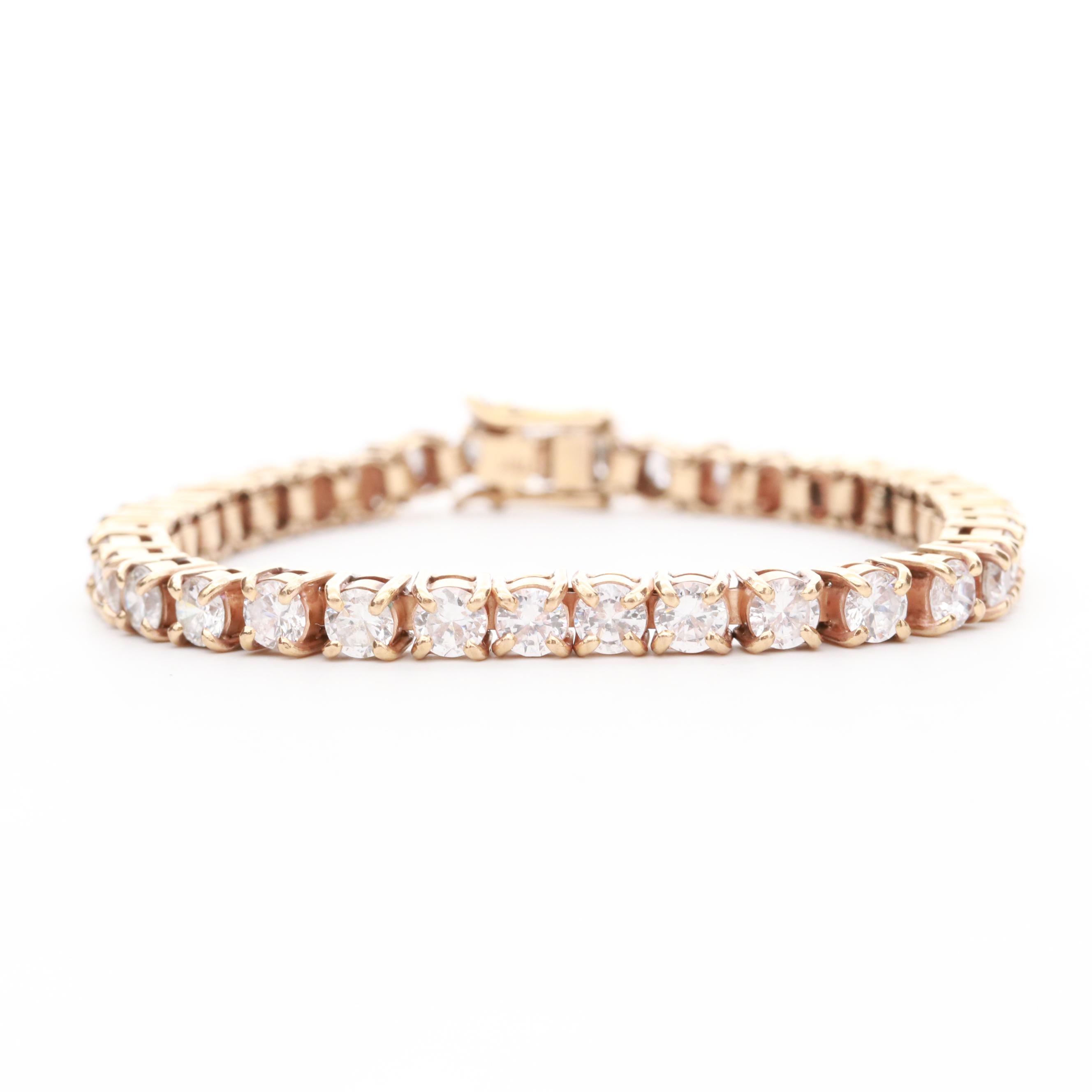 14K Yellow Gold Cubic Zirconia Tennis Bracelet