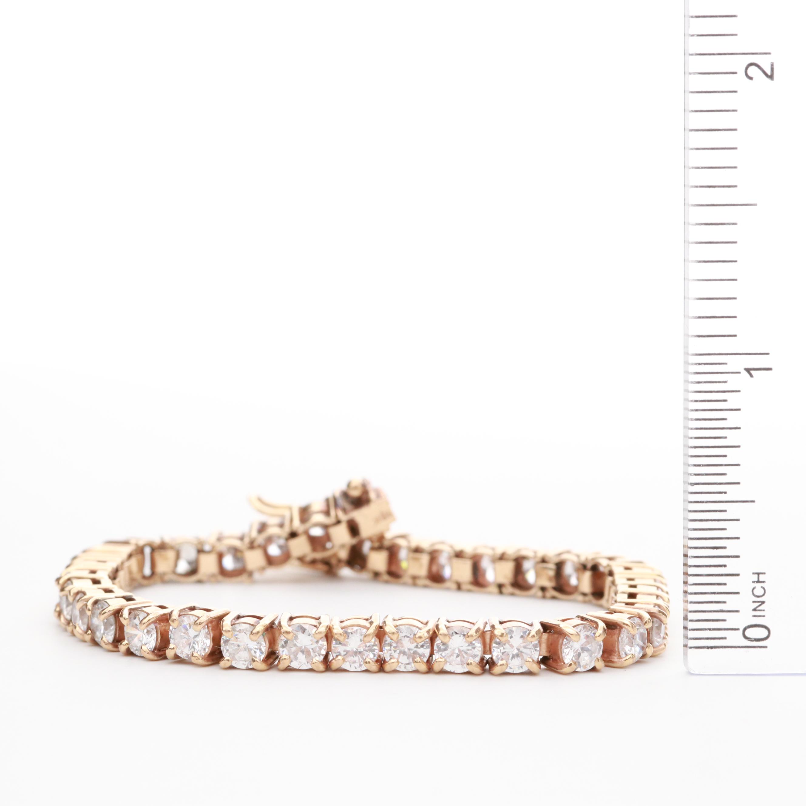 14K Yellow Gold Cubic Zirconia Tennis Bracelet
